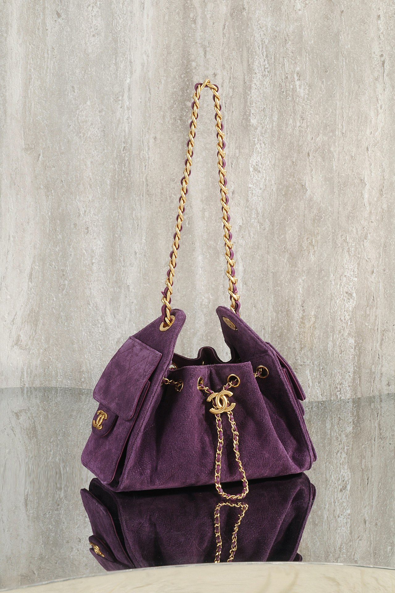 Bagsaaa Ch**el 25 Mini Handbag AS5631 Purple Suede - 22cm