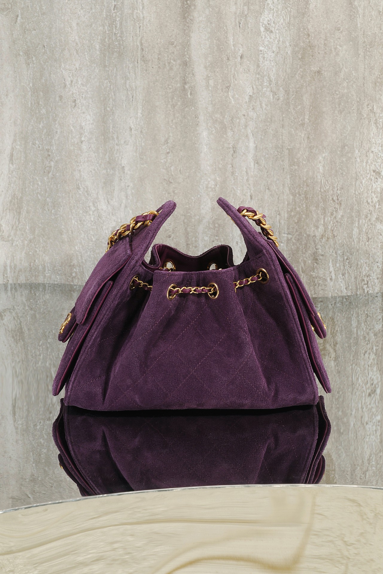 Bagsaaa Ch**el 25 Mini Handbag AS5631 Purple Suede - 22cm