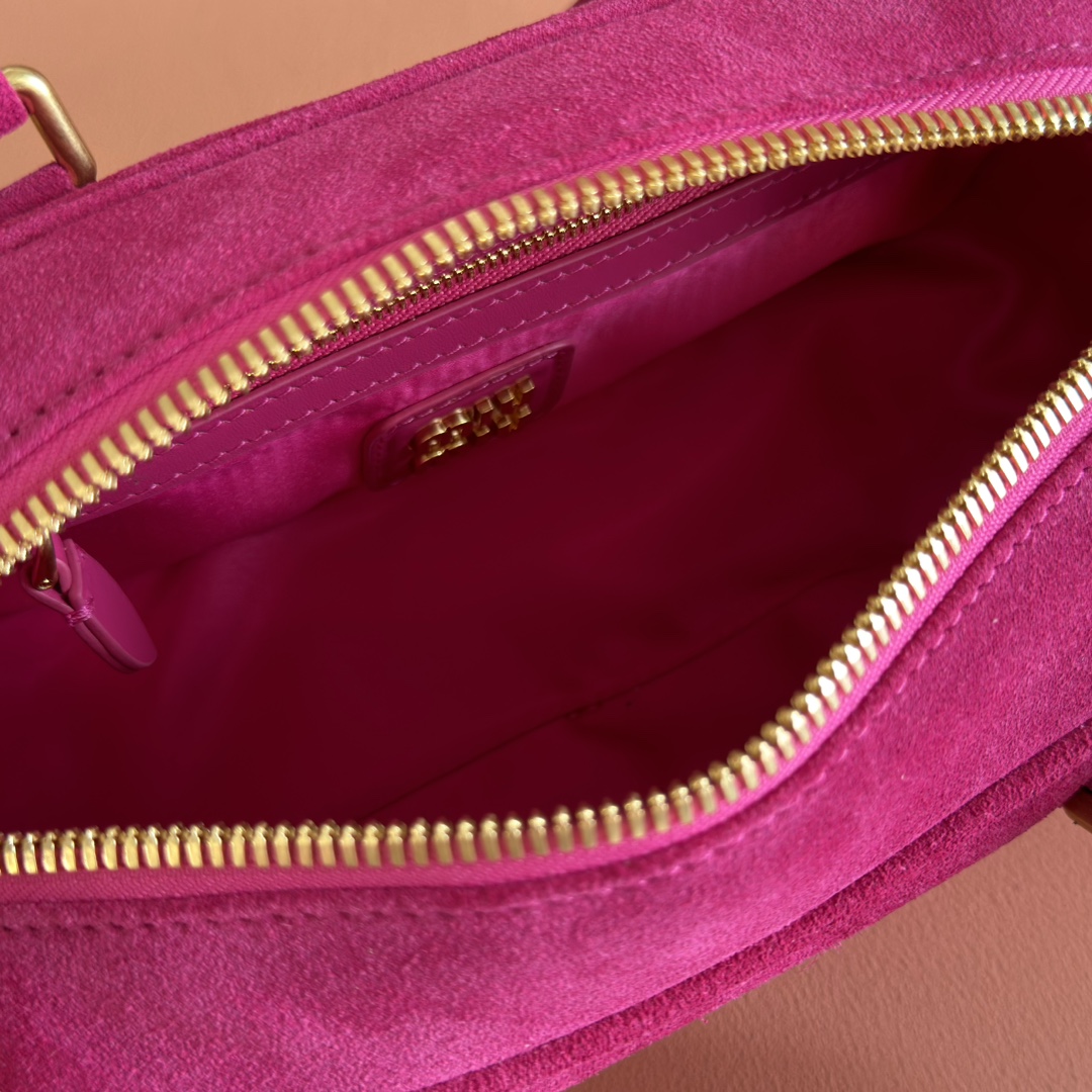 Bagsaaa M1um1u Arcadie padded suede top-handle bag 5BB142 fuchsia - 22cm