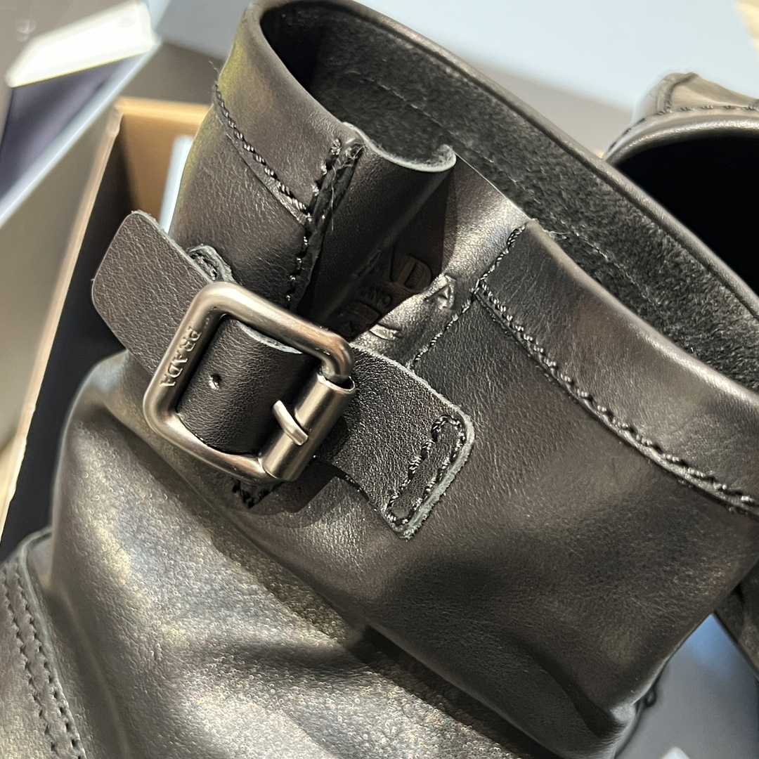 Bagsaaa Pra*a Leather mid-calf boots 2UG013 black