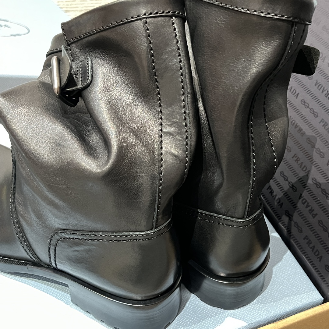 Bagsaaa Pra*a Leather mid-calf boots 2UG013 black