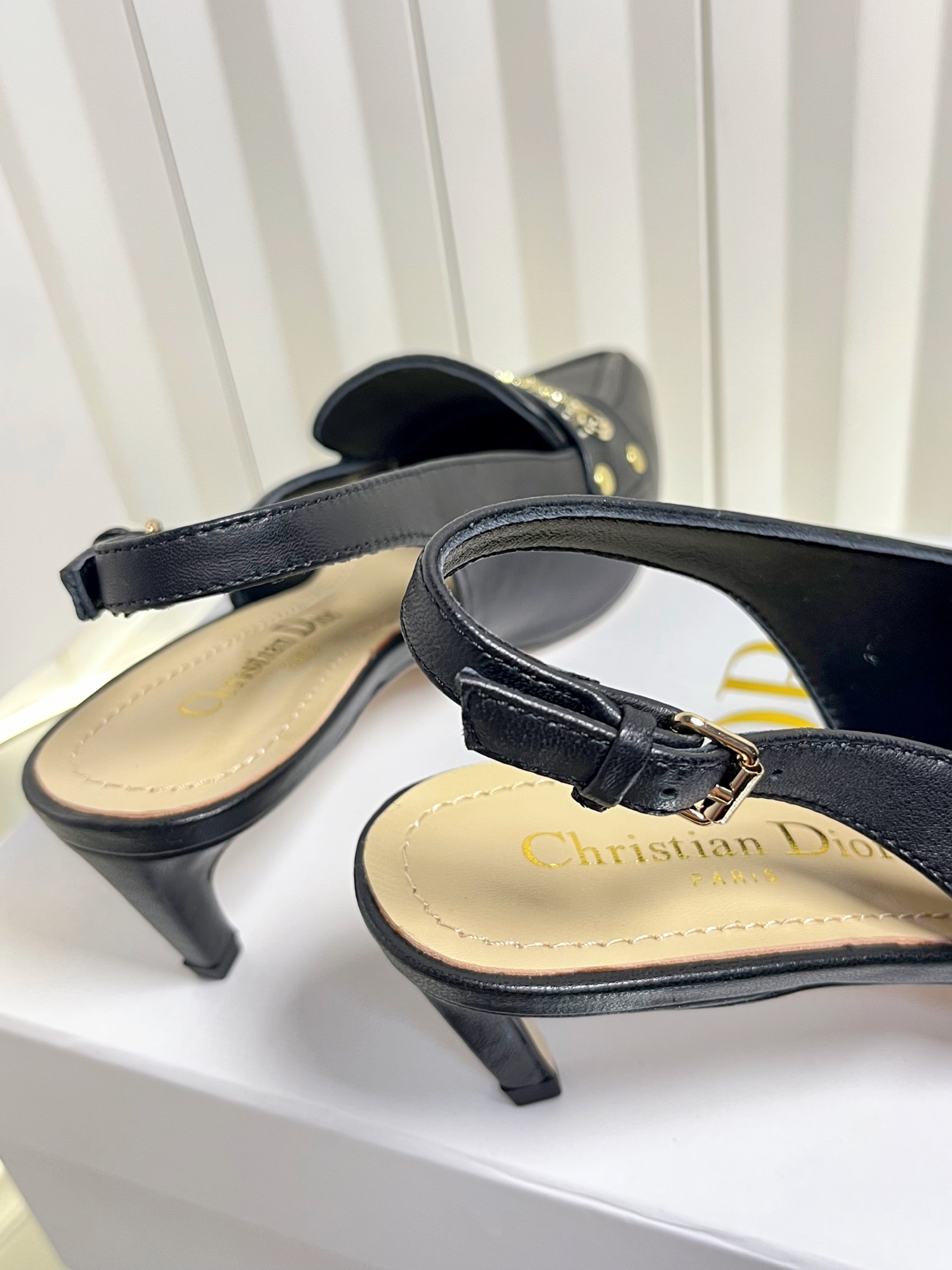 Bagsaaa D10r Boy slingback pump in black S*pple calfskin - 4cm