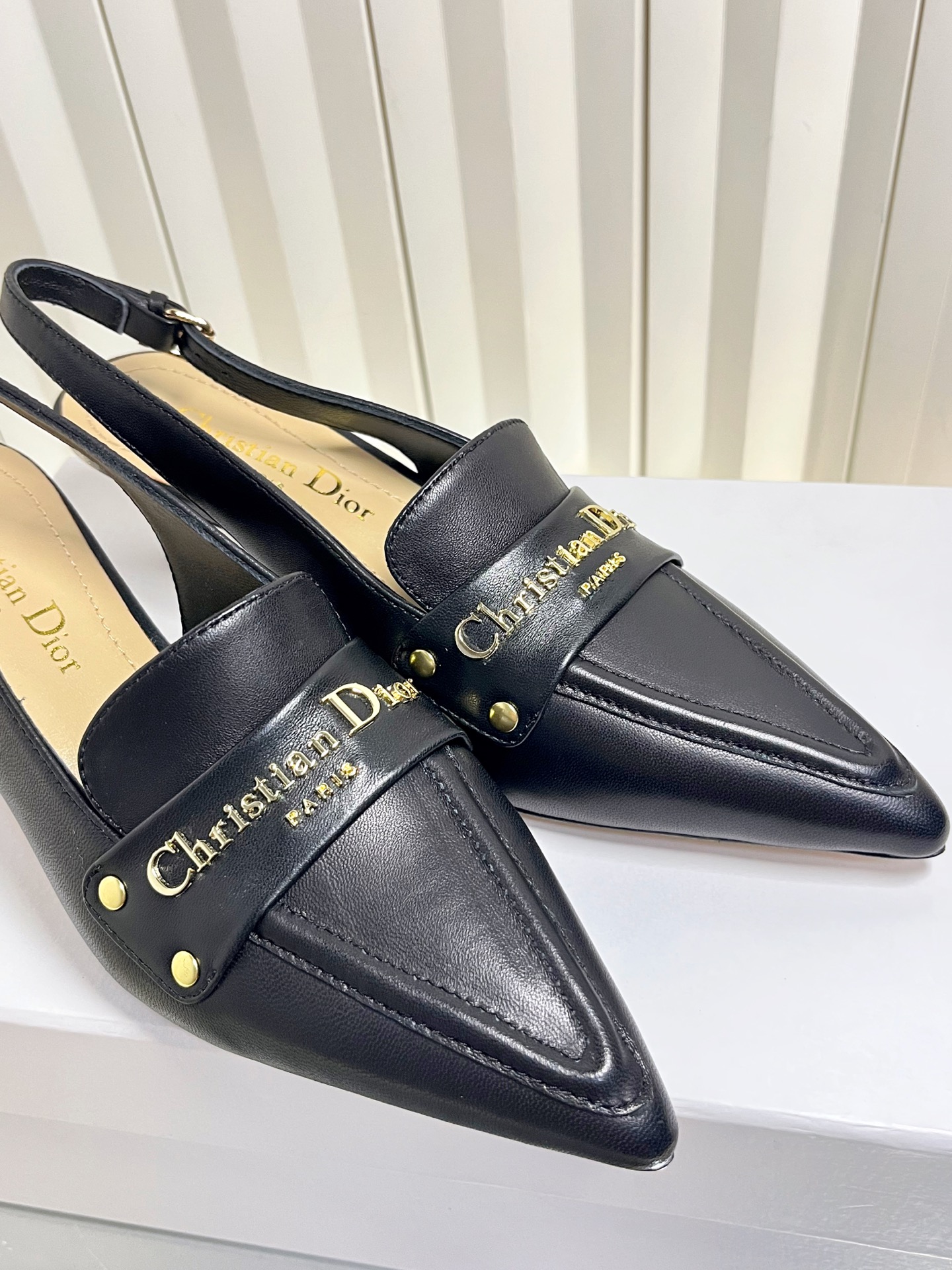 Bagsaaa D10r Boy slingback pump in black S*pple calfskin - 4cm