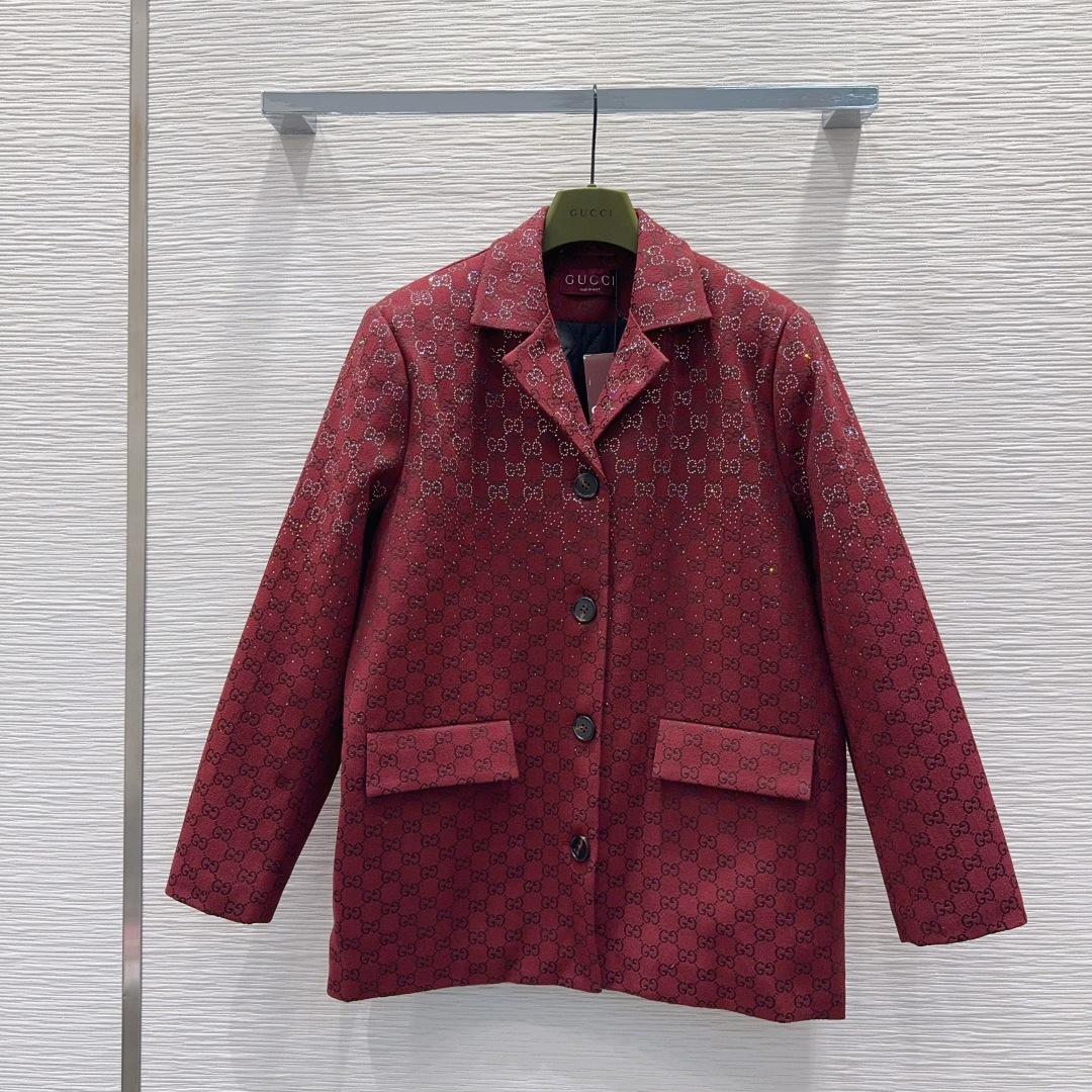 Bagsaaa Gvc*1 GG Crystal canvas blazer in burgundy