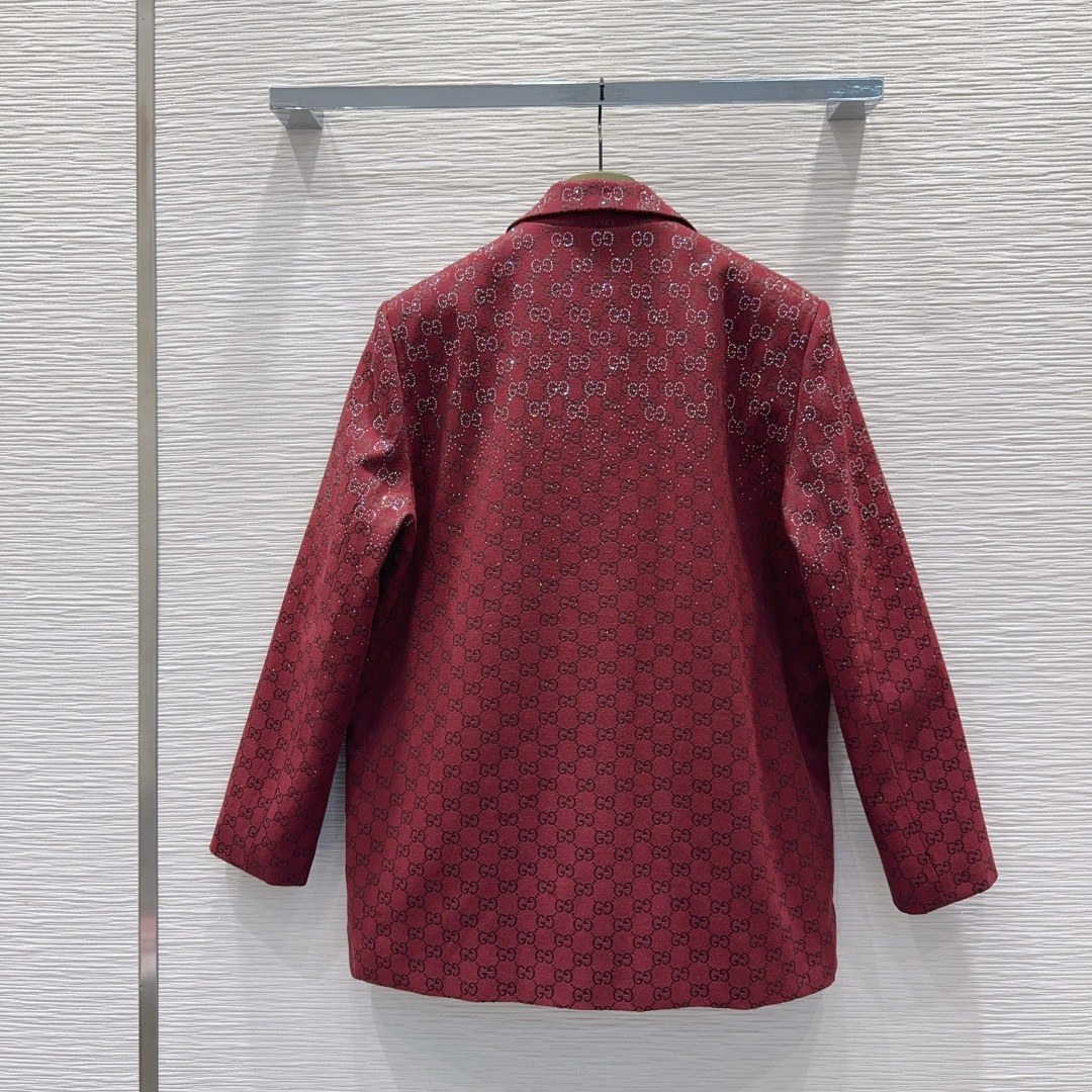 Bagsaaa Gvc*1 GG Crystal canvas blazer in burgundy