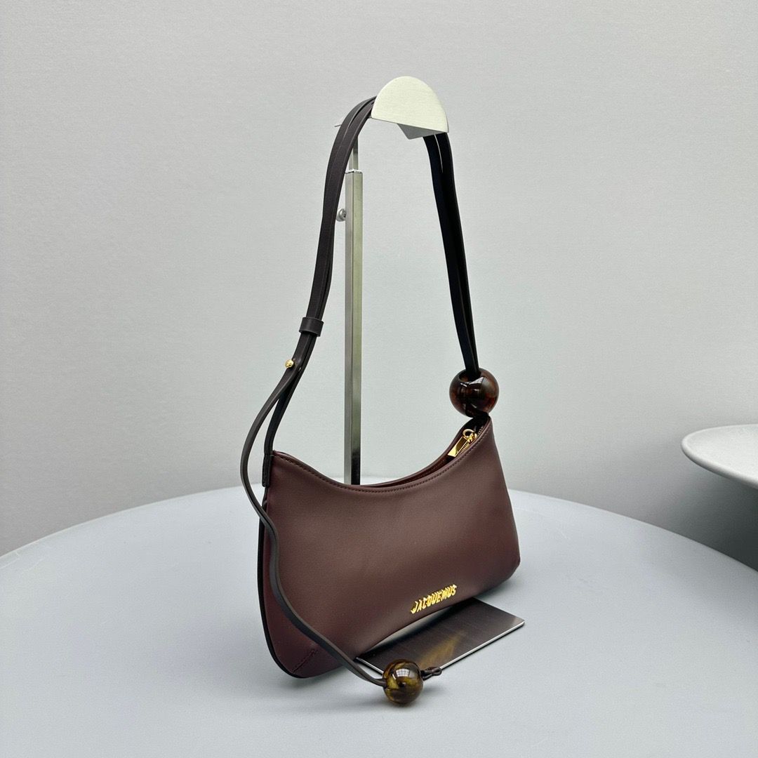 Bagsaaa Jacquemus The Bisou Perle Les Classiques Beaded shoulder bag brown -26cm