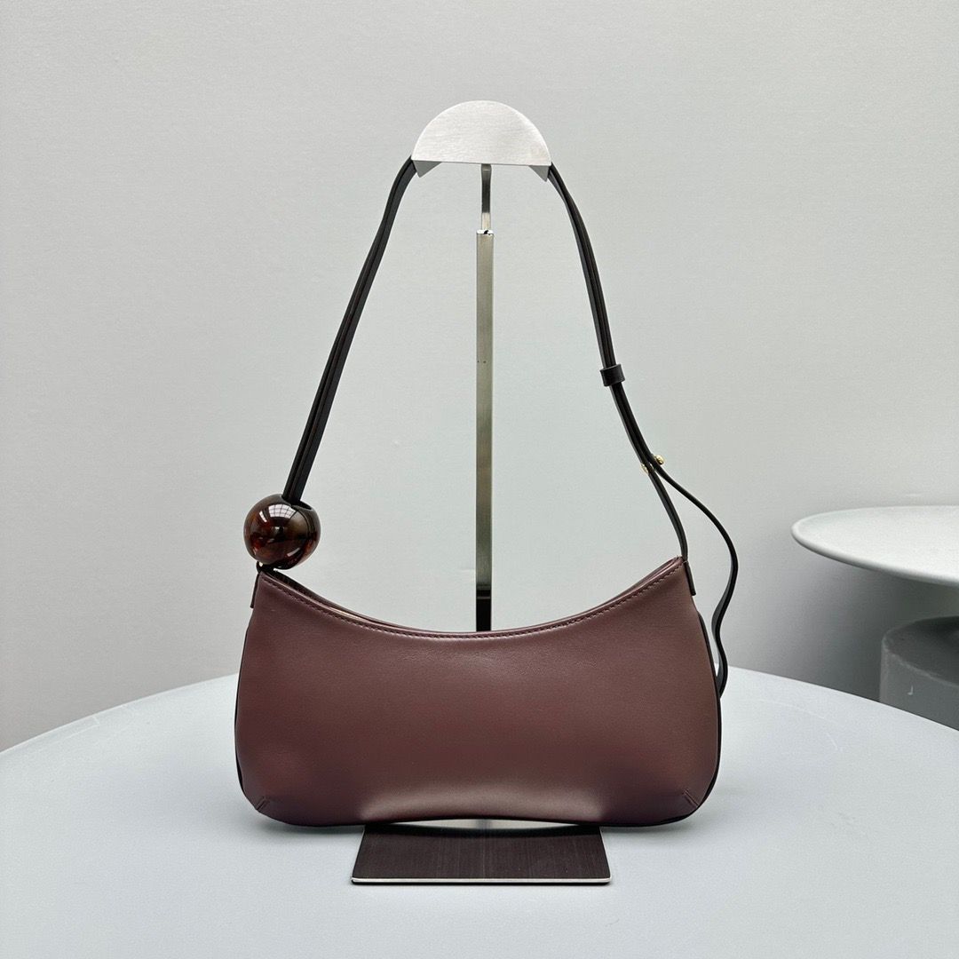 Bagsaaa Jacquemus The Bisou Perle Les Classiques Beaded shoulder bag brown -26cm