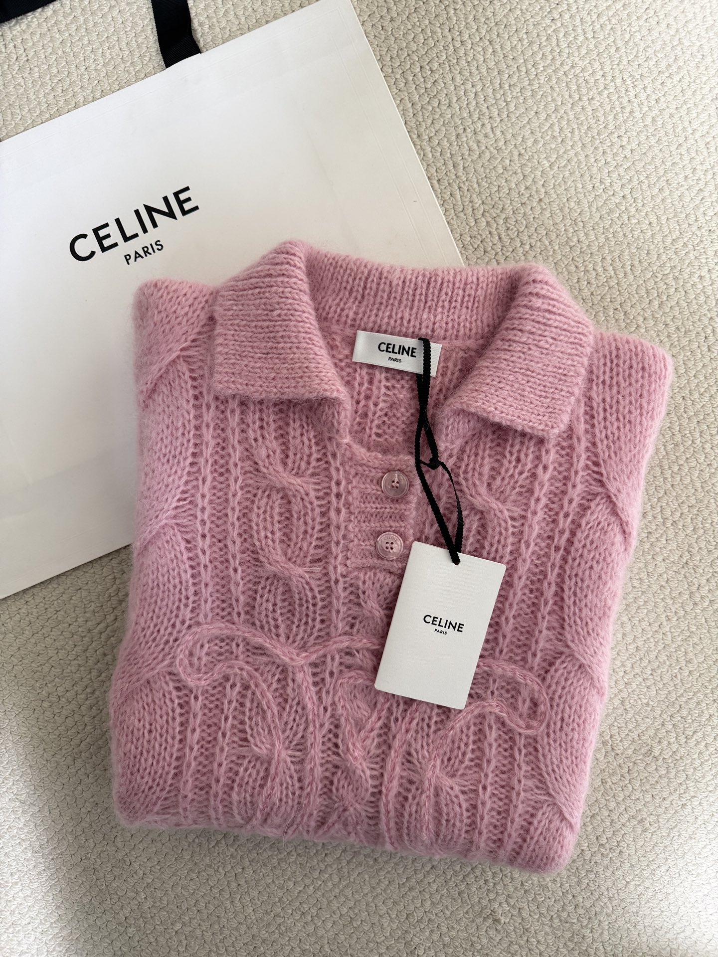 Bagsaaa Ce1i*e Sweater in Aran Mohair and Wool in baby pink