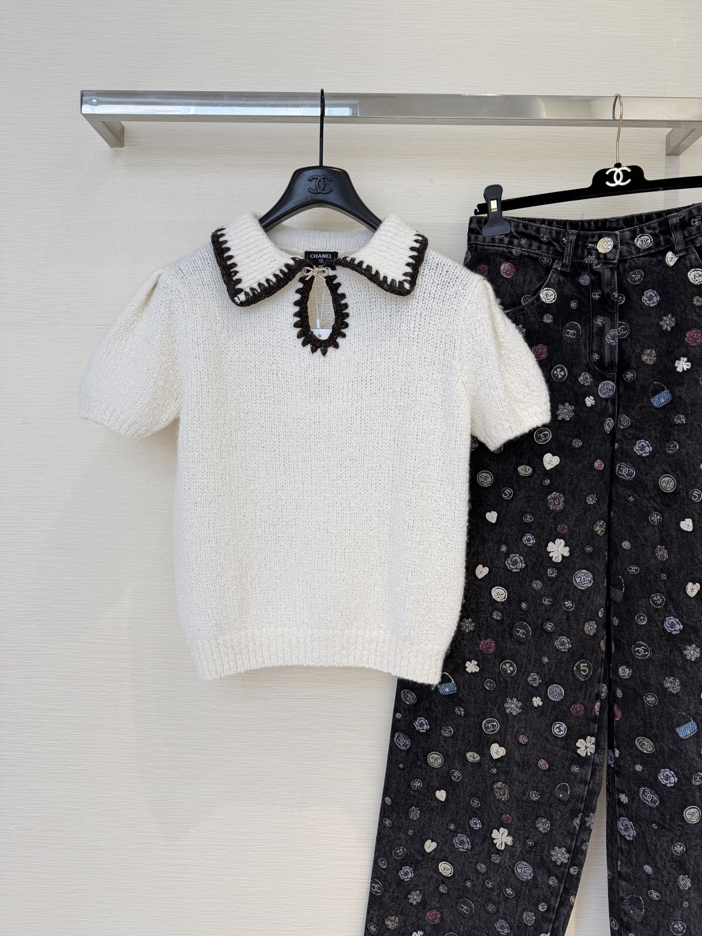 Bagsaaa Ch**el Short-sleeved Top Cashmere & Alpaca White P79711