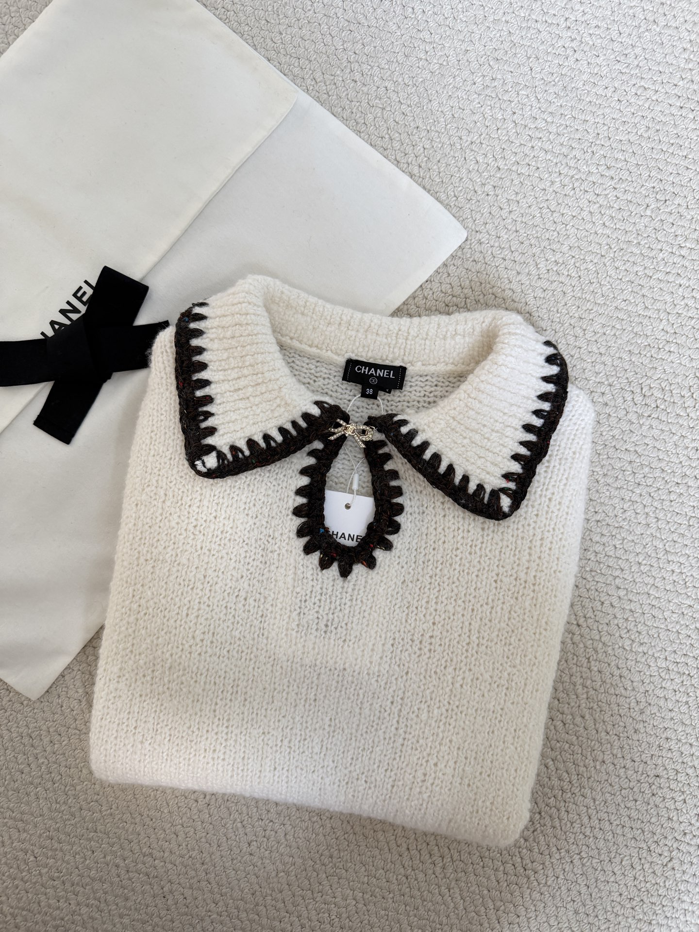 Bagsaaa Ch**el Short-sleeved Top Cashmere & Alpaca White P79711