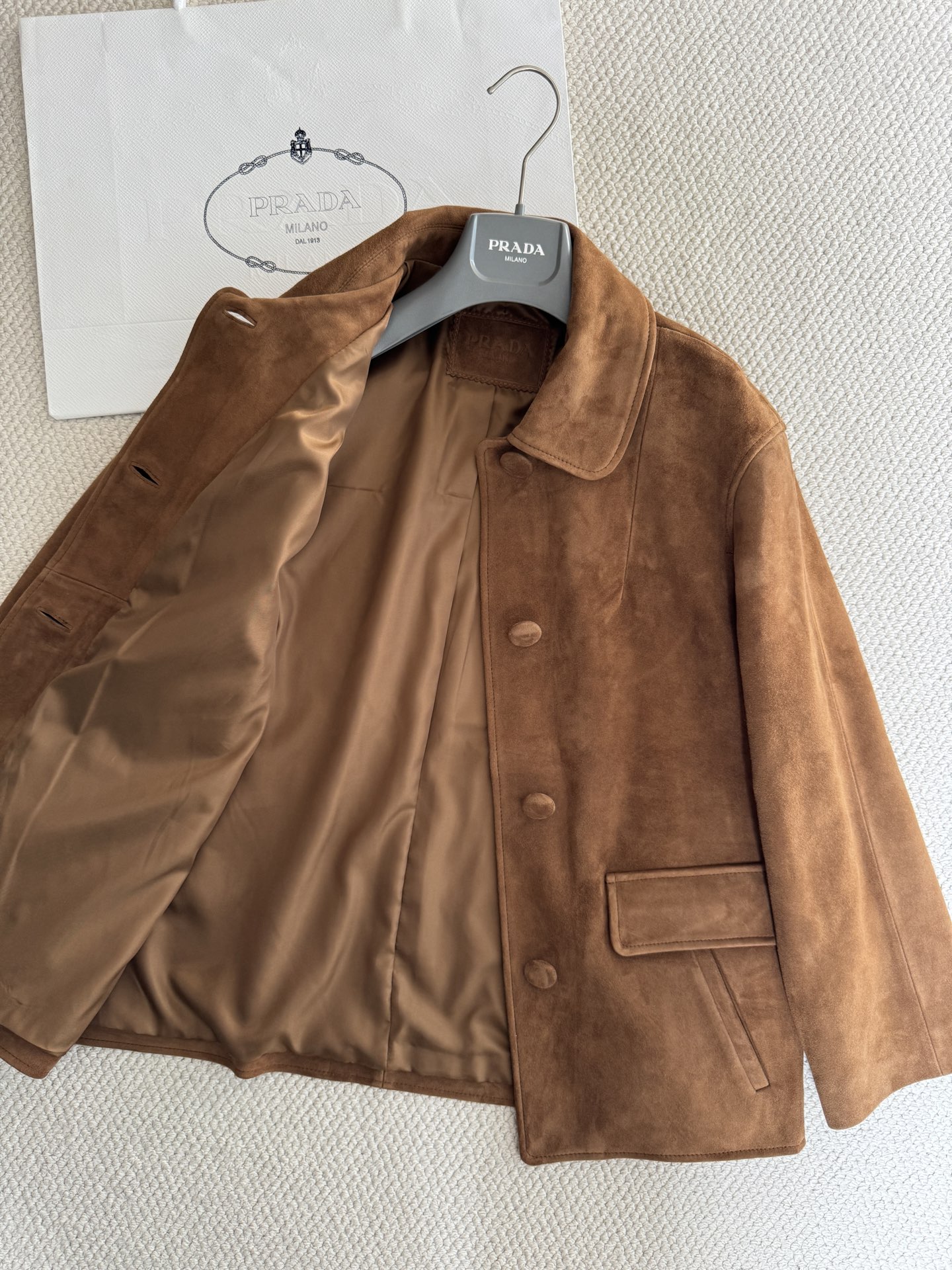 Bagsaaa Pra*a brown suede jacket