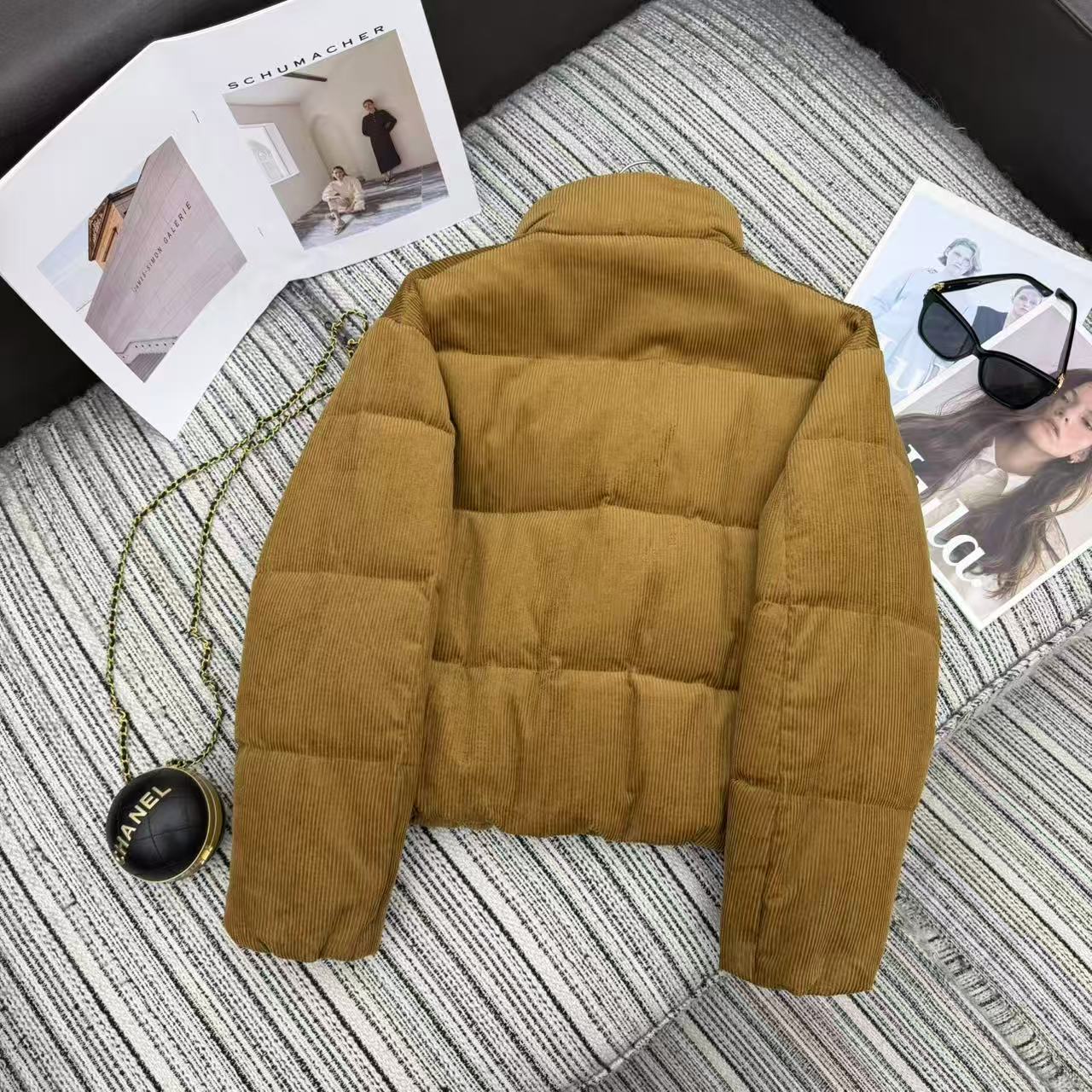 Bagsaaa Ralph Lauren Quilted Corduroy Down Jacket in light brown