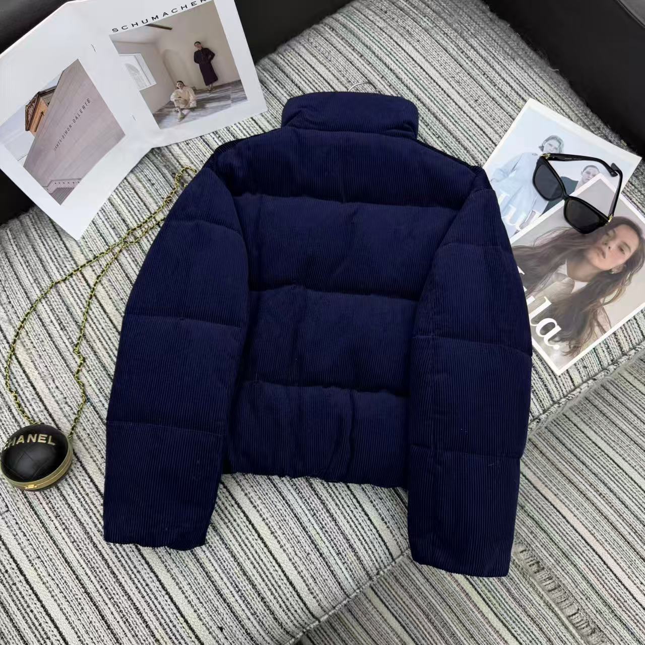 Bagsaaa Ralph Lauren Quilted Corduroy Down Jacket in navy blue