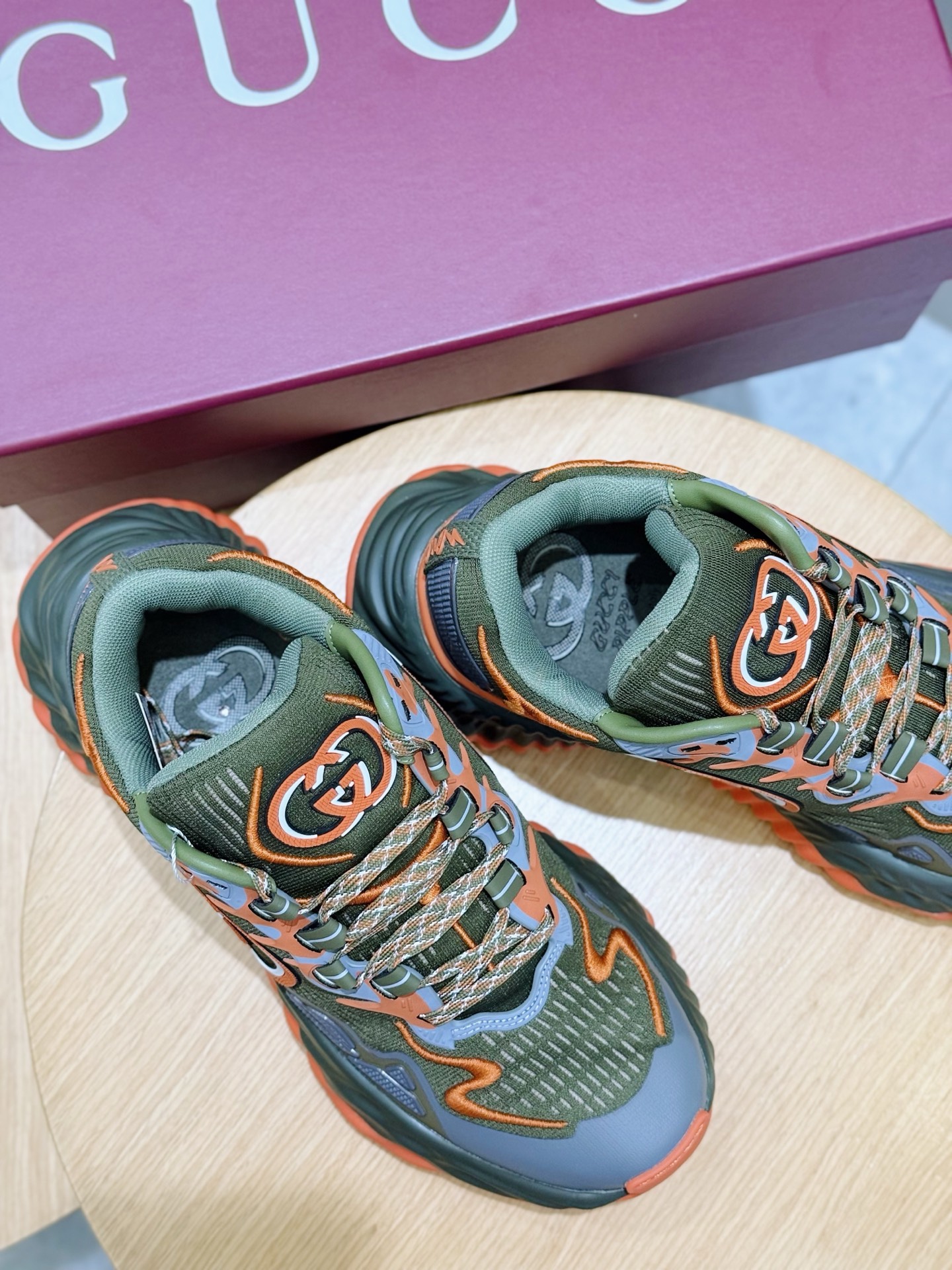 Bagsaaa Gvc*1 Ripple sneaker in olive green and multicolour mesh