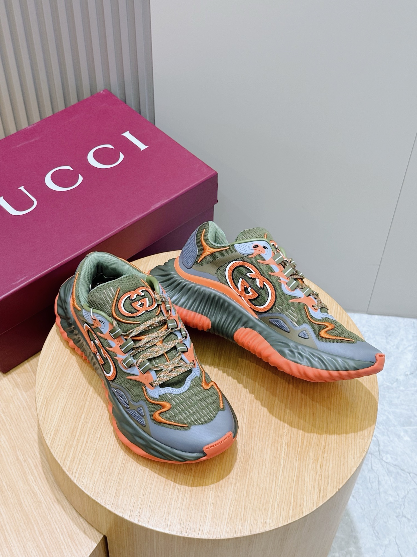 Bagsaaa Gvc*1 Ripple sneaker in olive green and multicolour mesh