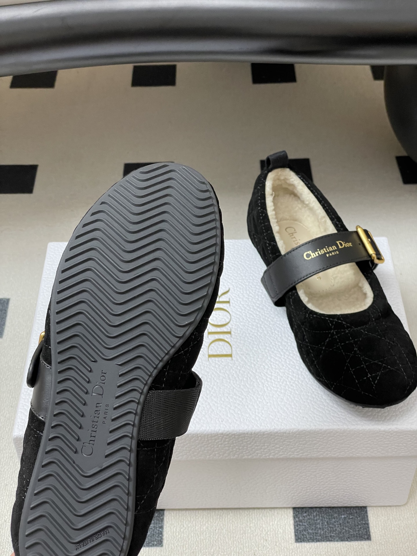 Bagsaaa D10rAlps D10r Frost Ballet Flat Black Cannage Suede Calfskin