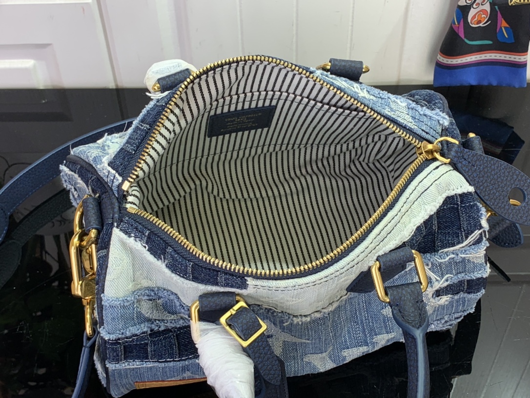 Bagsaaa L0vis Vvtt0n x Nigo Speedy 25 Bandoulière Bag in blue denim - 25cm
