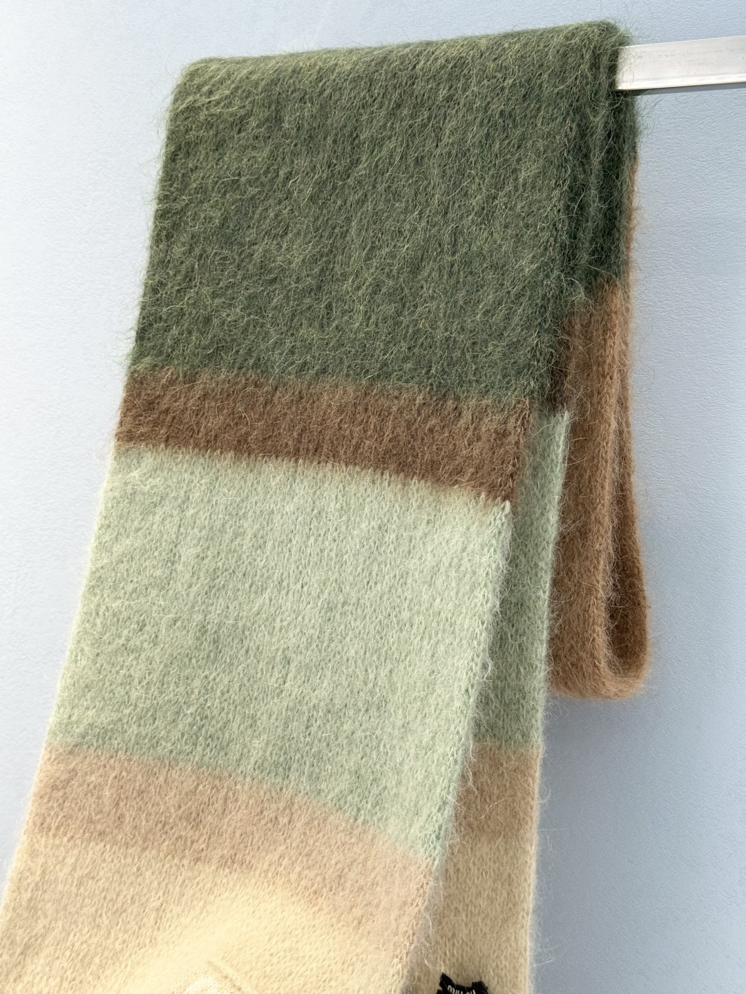 Bagsaaa Miu Miu striped wool and mohair scarf with fringes multi-color