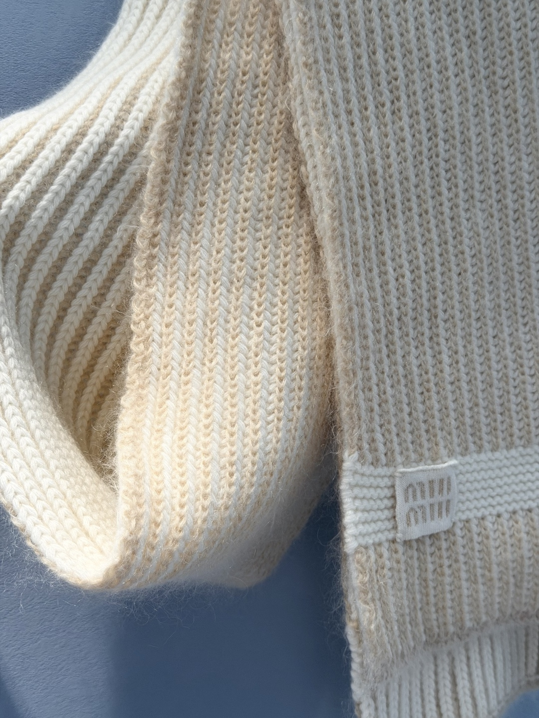 Bagsaaa Miu Miu Sand Beige Knit Scarf