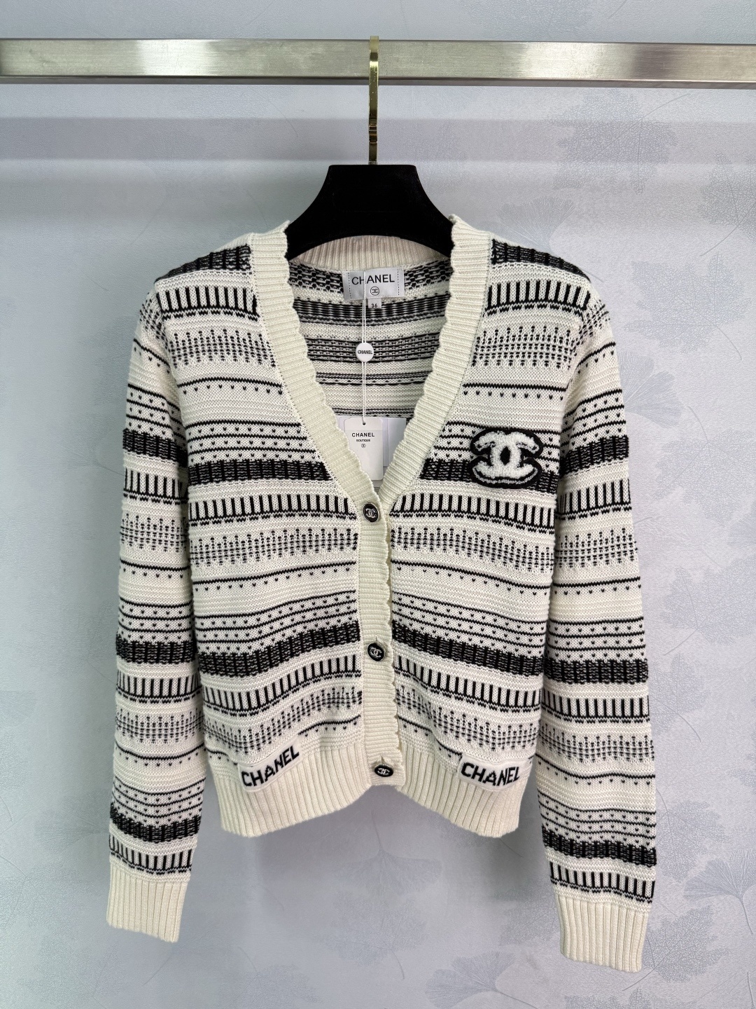 Bagsaaa Ch**el knit cardigan in white and black