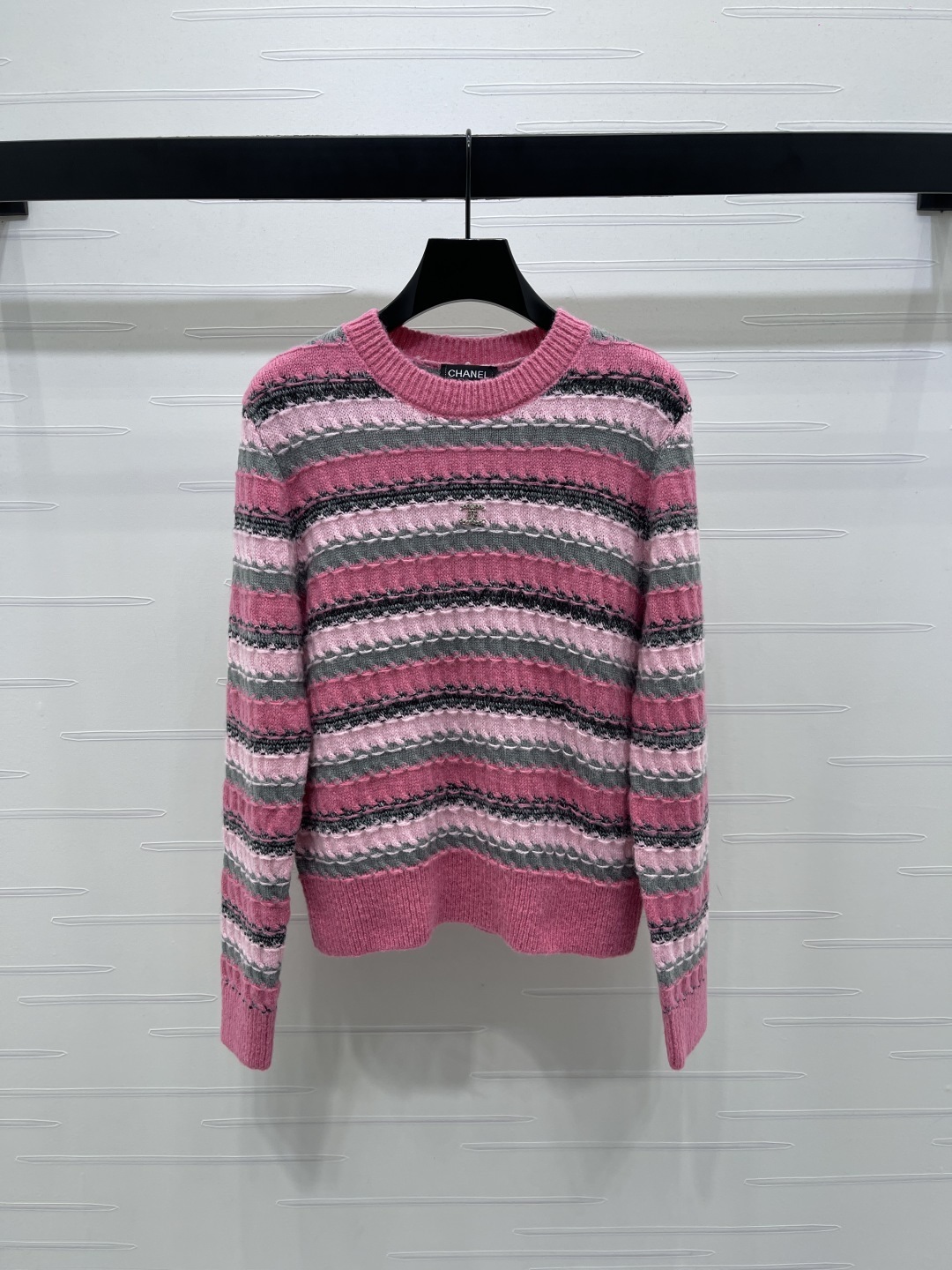 Bagsaaa Ch**el multicolored striped crewneck sweater