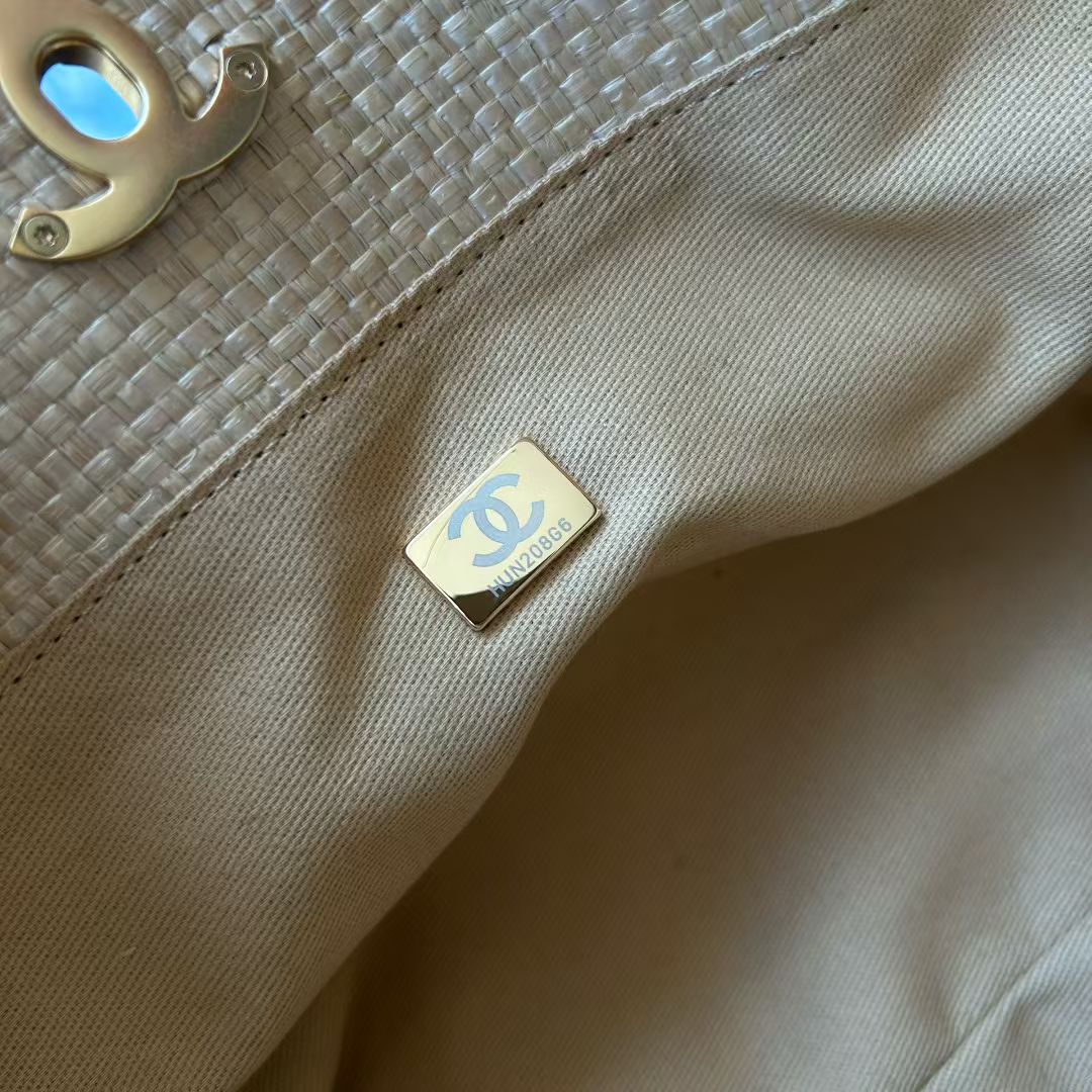 Bagsaaa Ch**el Maxi Shopping Bag AS5463 Beige & Black - 59cm