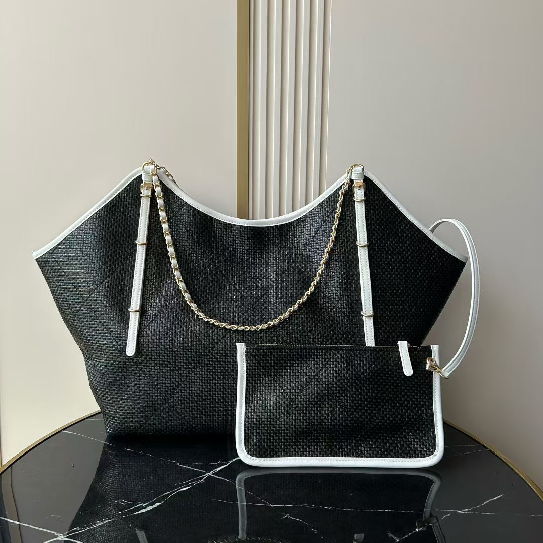 Bagsaaa Ch**el Maxi Shopping Bag AS5463 Black & White - 59cm