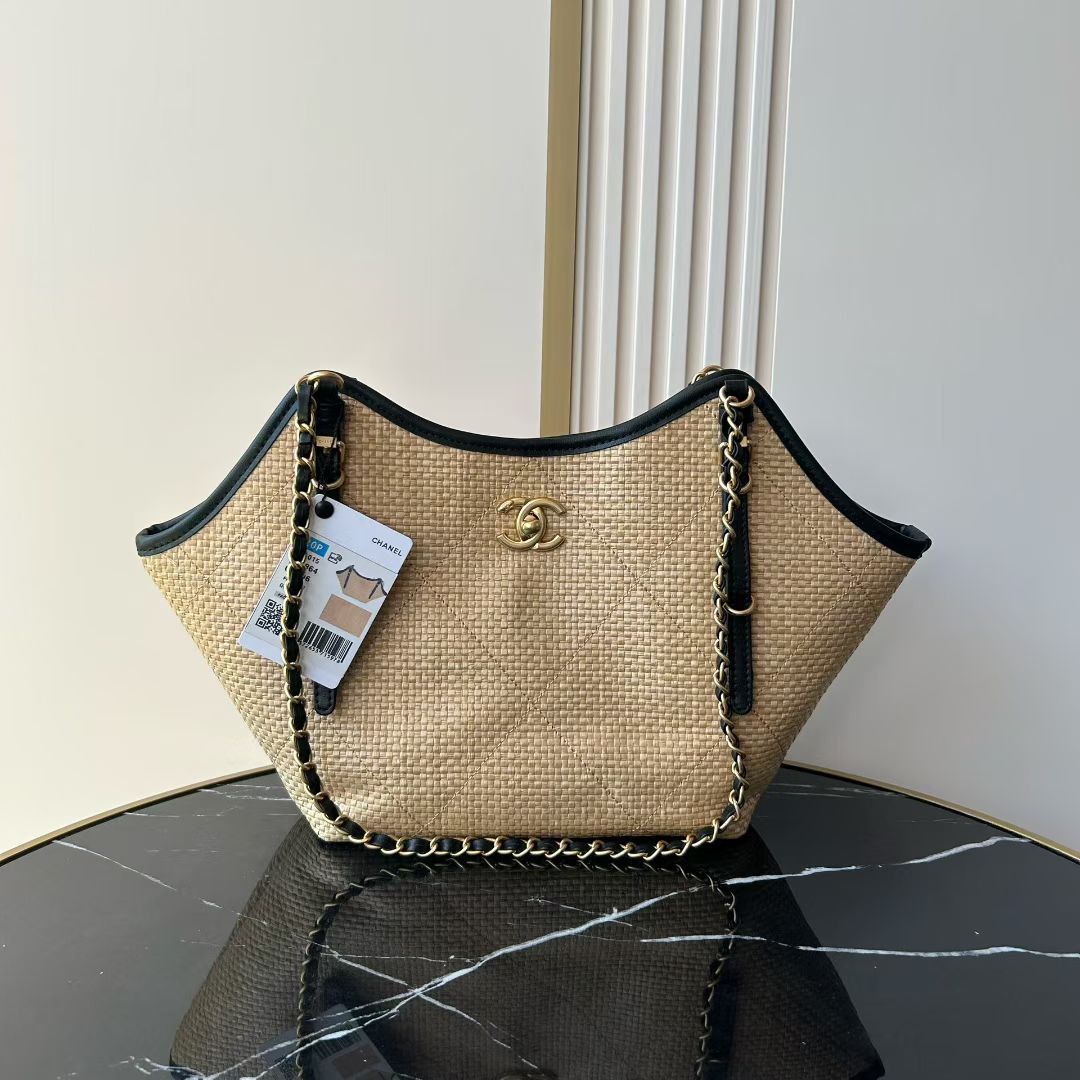 Bagsaaa Ch**el Small Tote AS6015 Beige & Black - 28cm