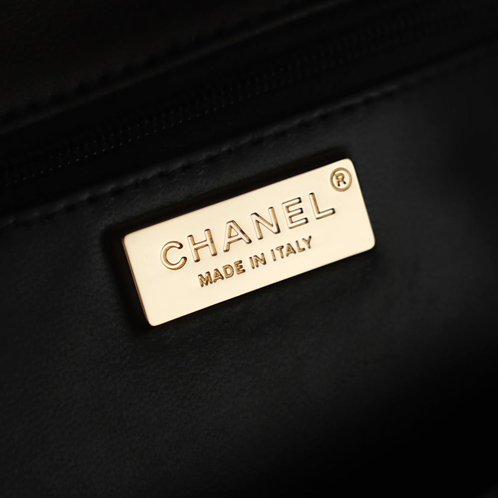Bagsaaa Ch**el Mini Classic Handbag A69900 Black, Crystal & Golden - 20cm