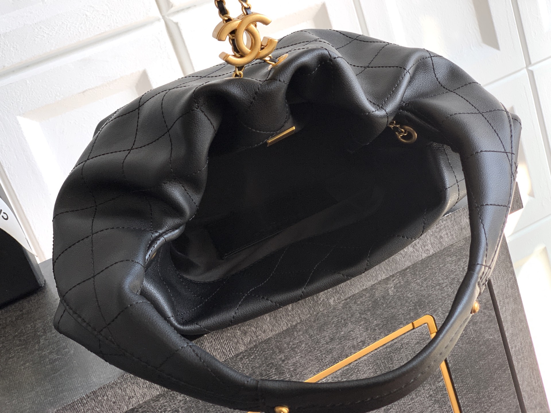 Bagsaaa Ch**el Hobo Handbag AS5976 Black - 32cm