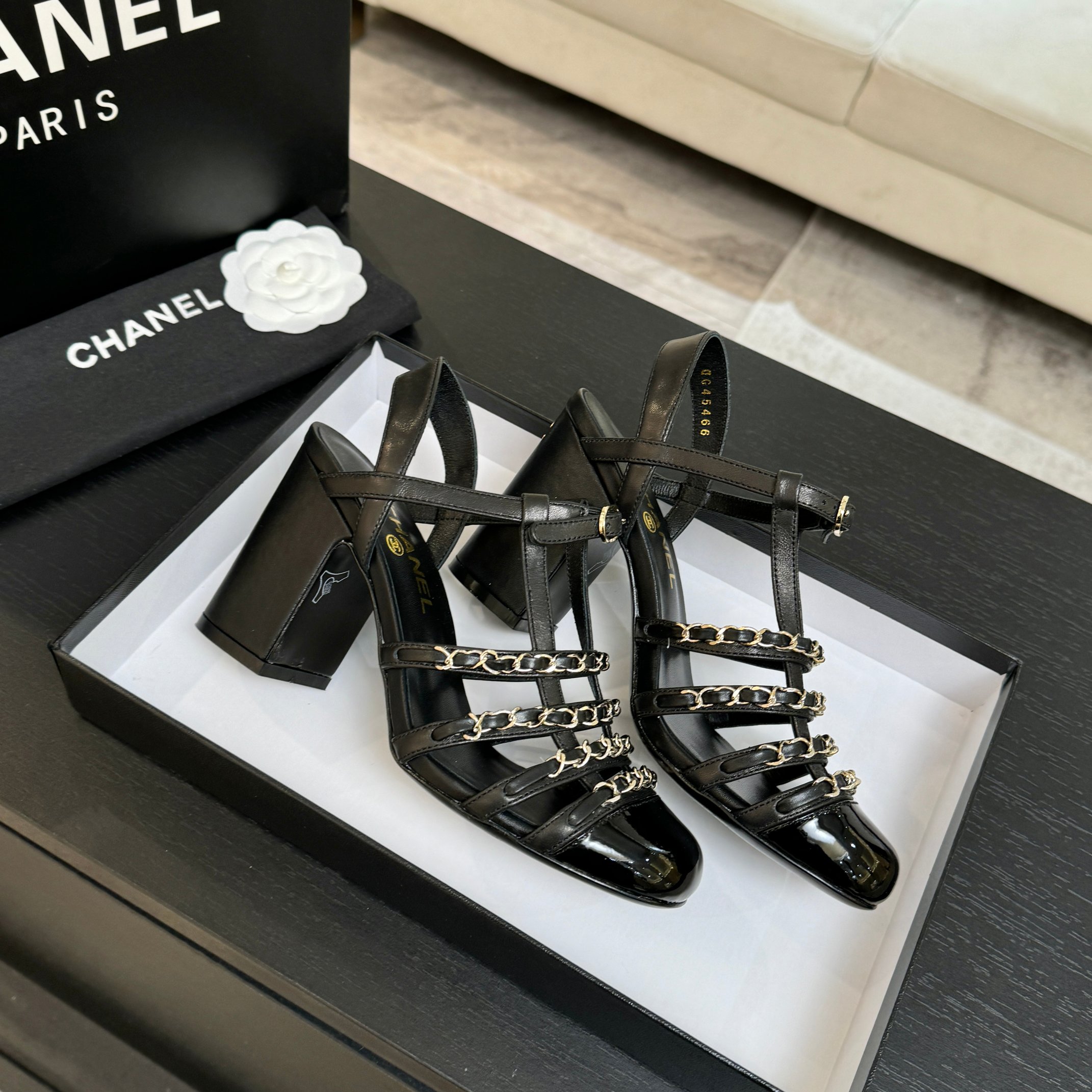 Bagsaaa Ch**el Slingbacks G46956 black patent - 9cm