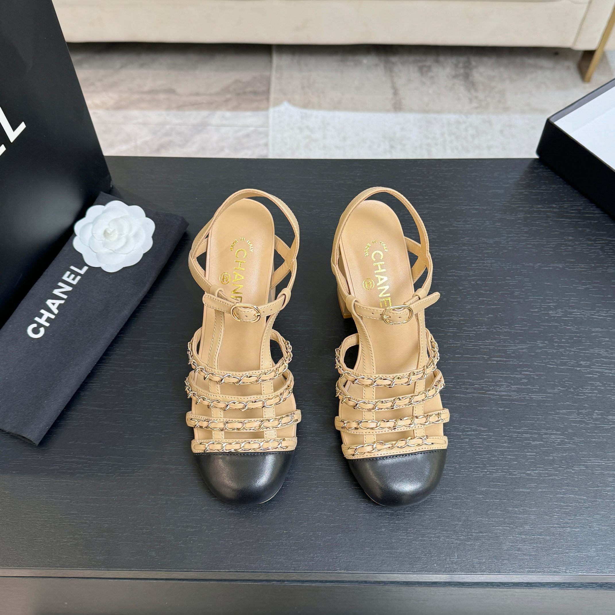 Bagsaaa Ch**el Slingbacks G46956 beige - 9cm