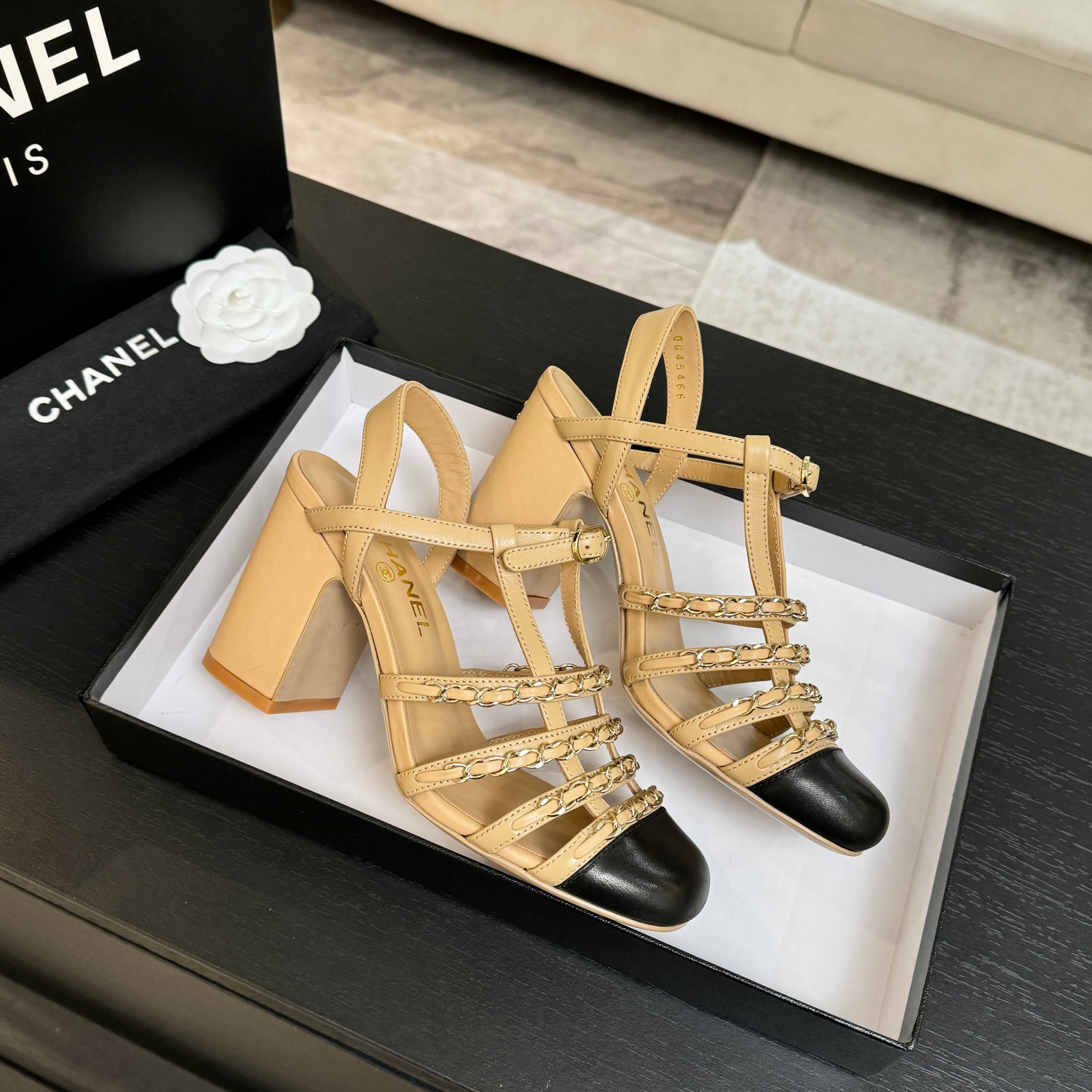 Bagsaaa Ch**el Slingbacks G46956 beige - 9cm