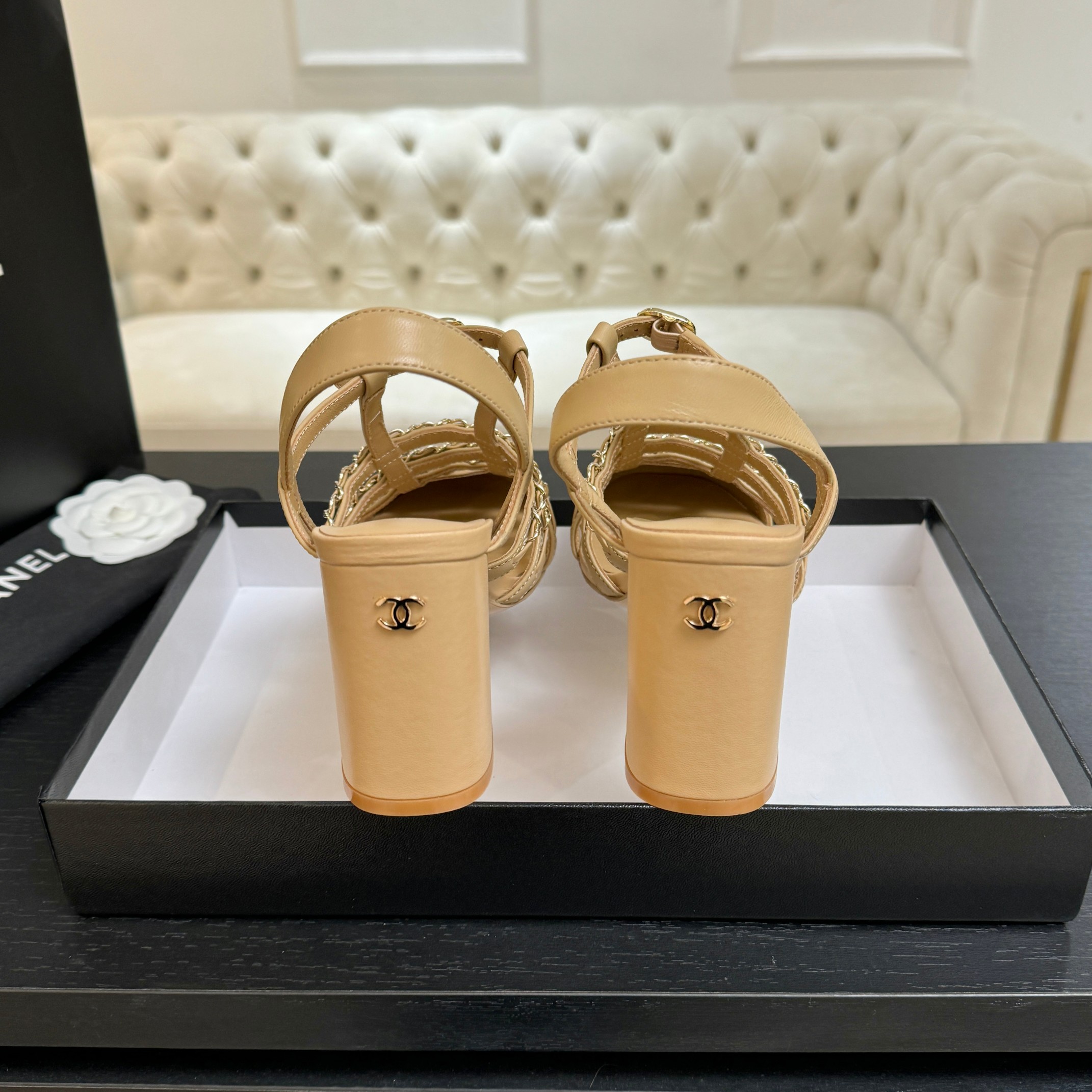 Bagsaaa Ch**el Slingbacks G46956 beige - 9cm