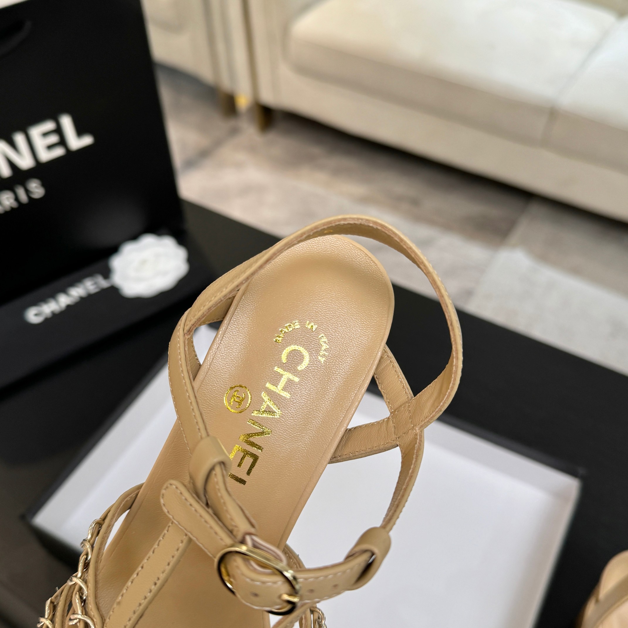 Bagsaaa Ch**el Slingbacks G46956 beige - 9cm