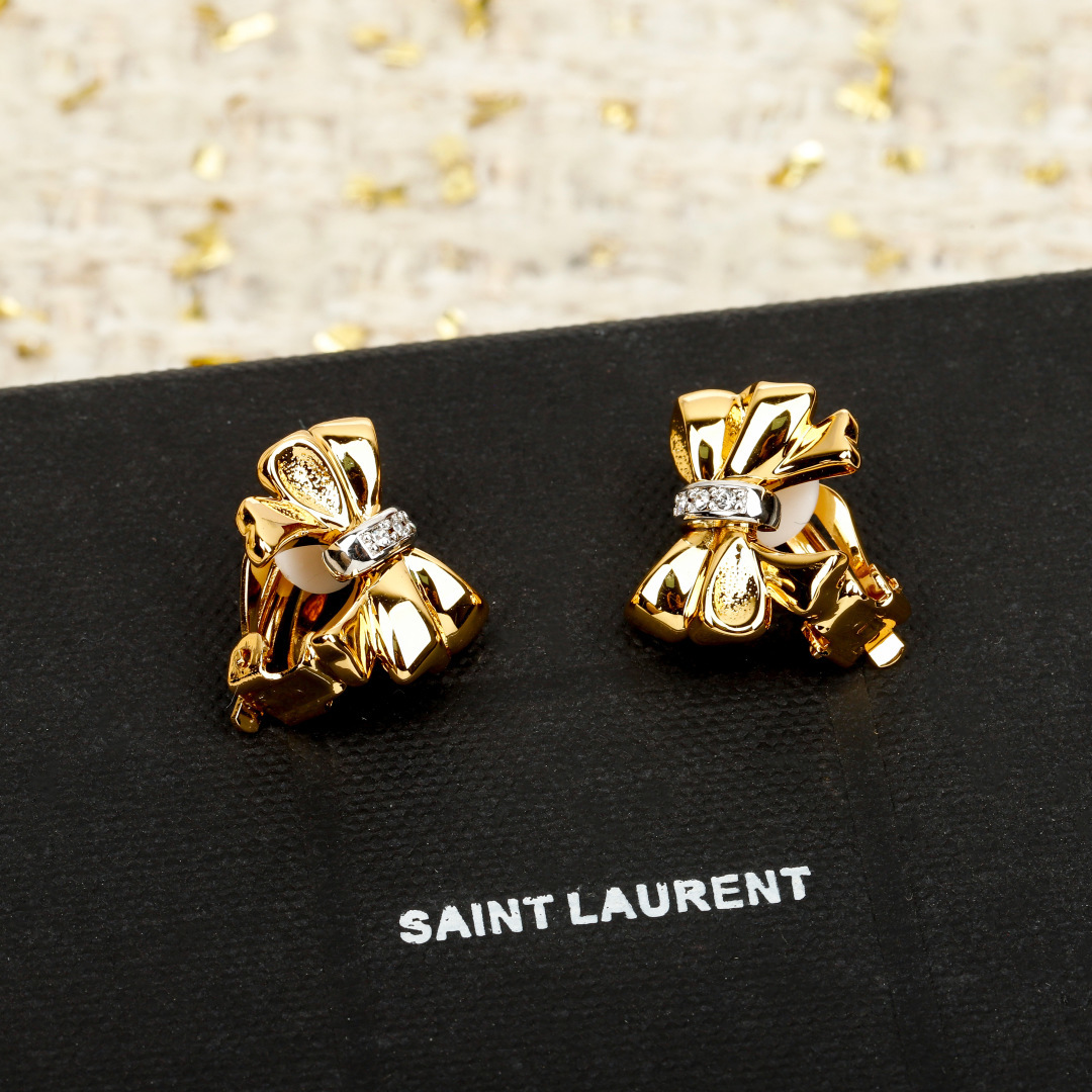 Bagsaaa Y51 bow earrings gold