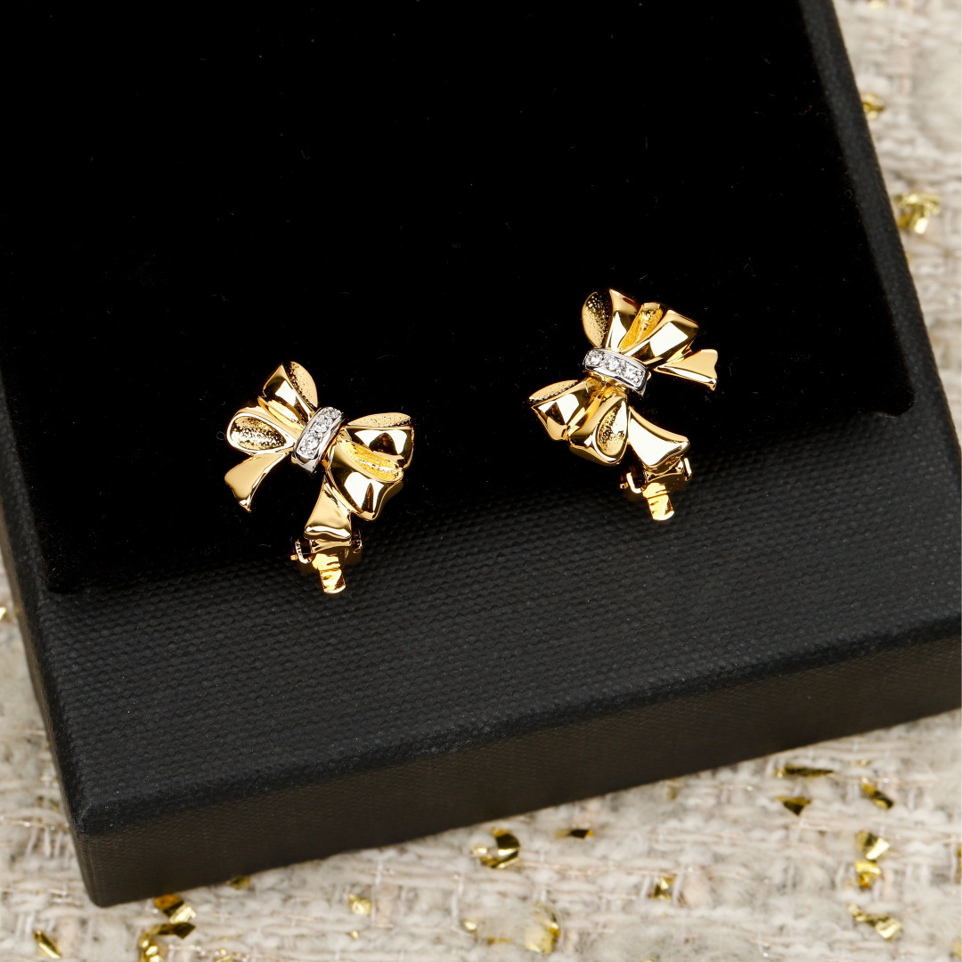 Bagsaaa Y51 bow earrings gold