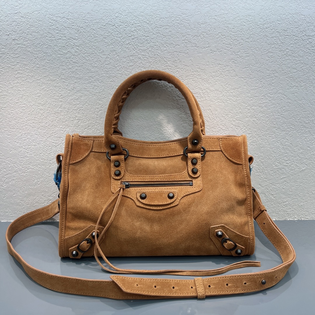 Bagsaaa Ba1en*iaga Le City Bag Small in camel suede calfskin - 30cm