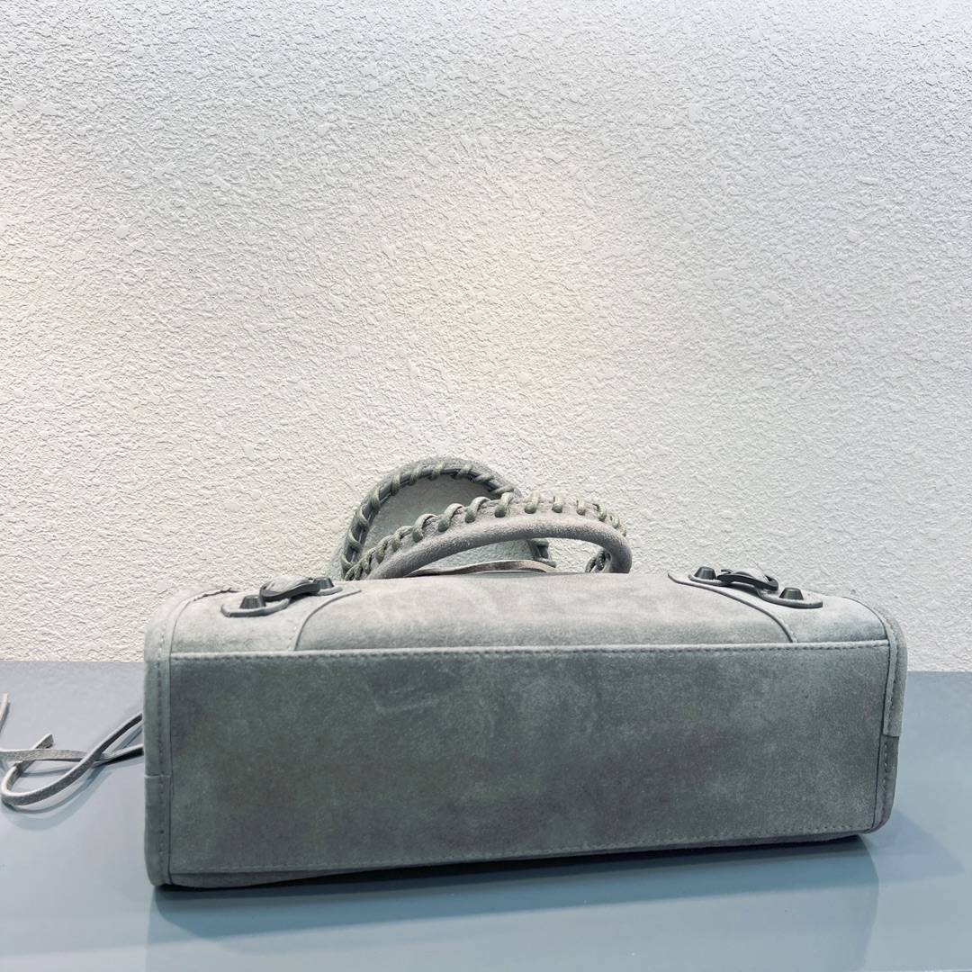 Bagsaaa Ba1en*iaga Le City Bag Small in storm grey waxed suede calfskin - 30cm