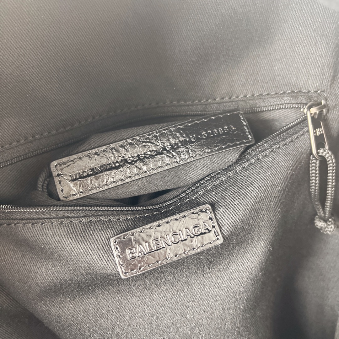 Bagsaaa Ba1en*iaga Explorer Backpack in black Arena lambskin with printed stickers - 47cm