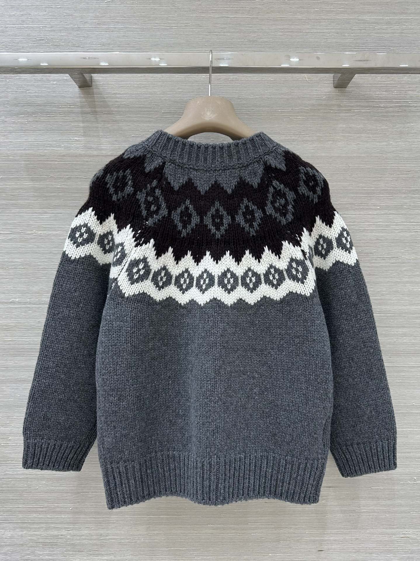 Bagsaaa Pra*a Intarsia Wool-Cashmere Button-Front Cardigan gray