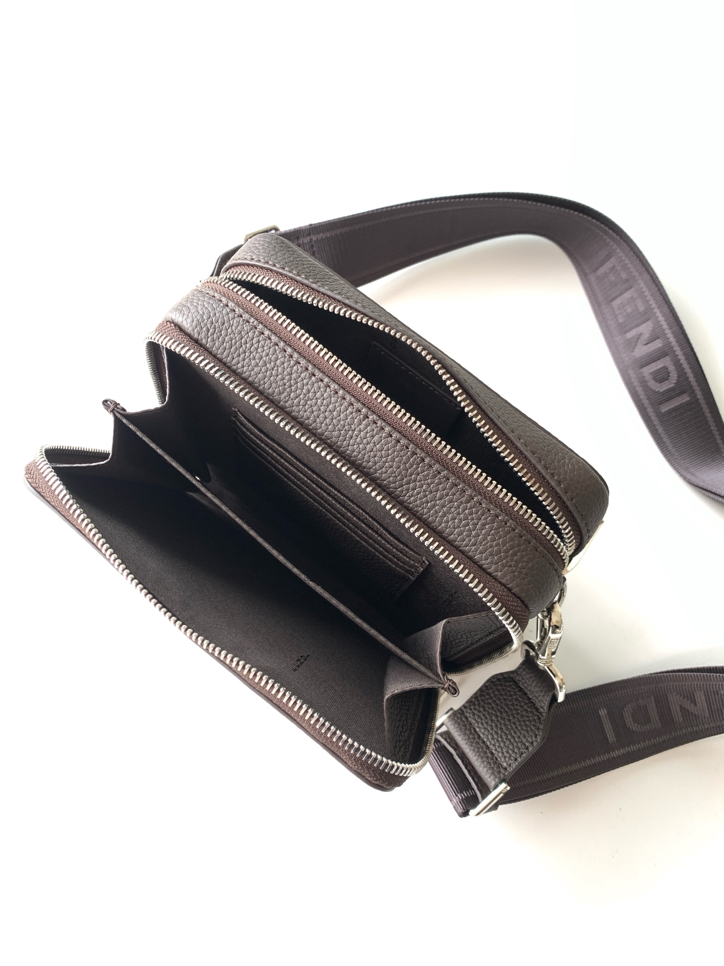 Bagsaaa F**di Squared FF & Leather Camera Case Organizer in brown and white - 18cm