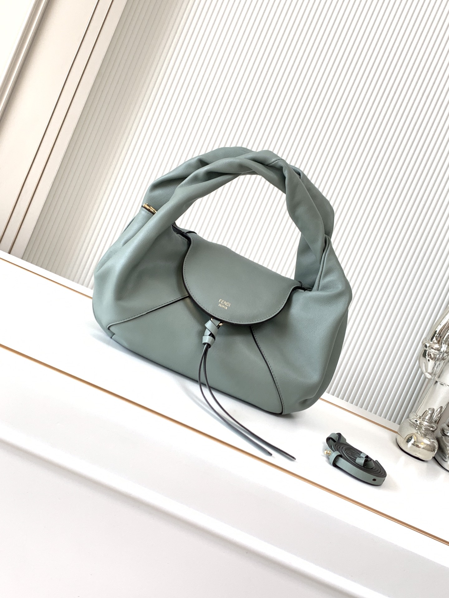 Bagsaaa F**di Spy small leather bag in a green (matcha) color - 32cm
