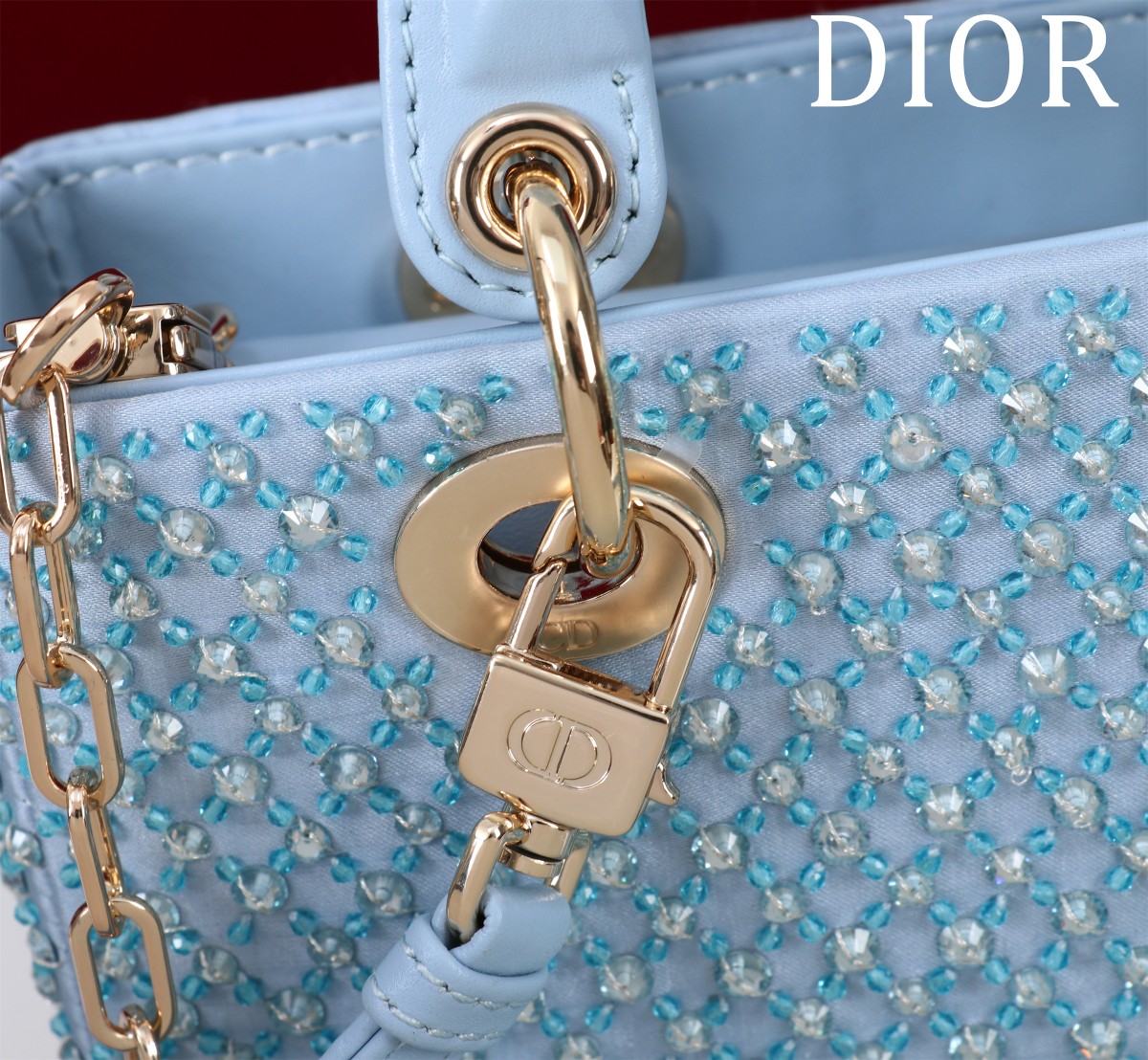 Bagsaaa D10r Lady D-Joy bag in cloud blue color with a crystal-studded - 16cm