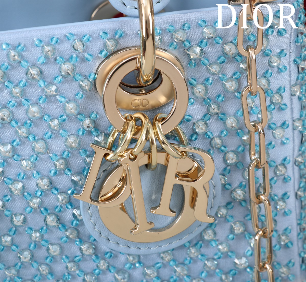 Bagsaaa D10r Lady D-Joy bag in cloud blue color with a crystal-studded - 16cm