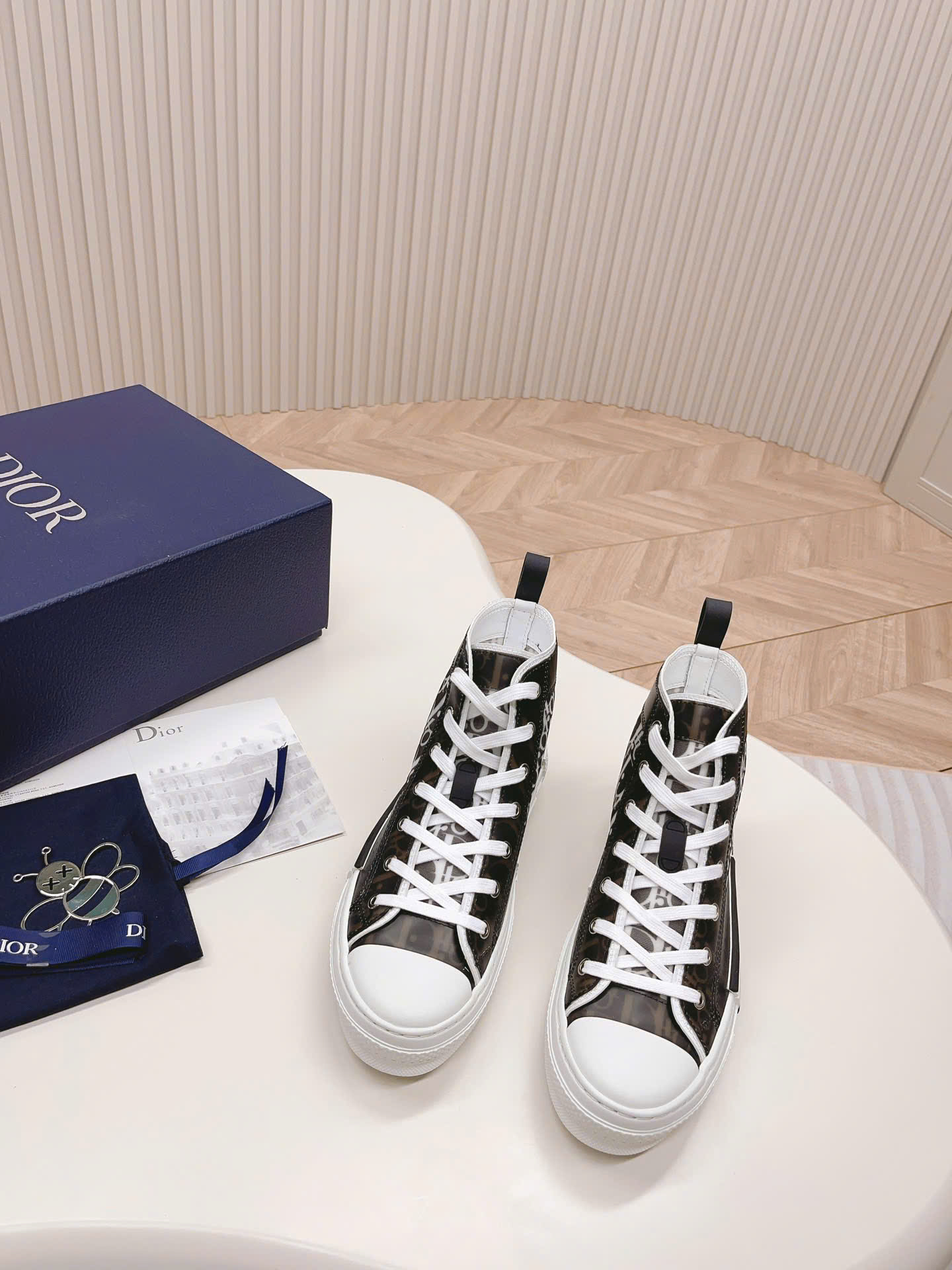 Bagsaaa D10r B23 High-Top Sneaker in black and white D10r Oblique canvas