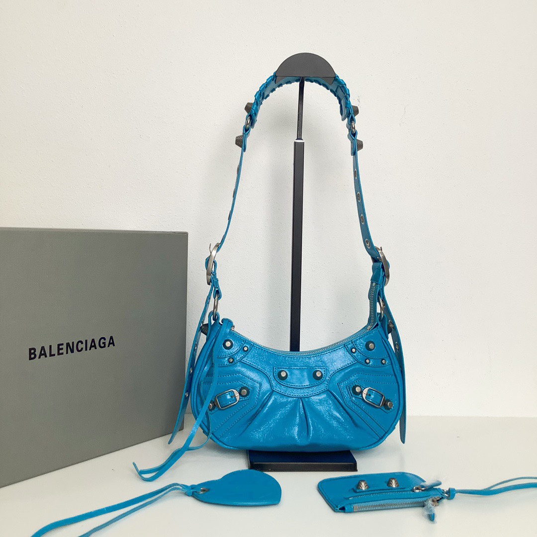 Bagsaaa Ba1en*iaga Le Cagole XS shoulder bag in sky blue - 26cm