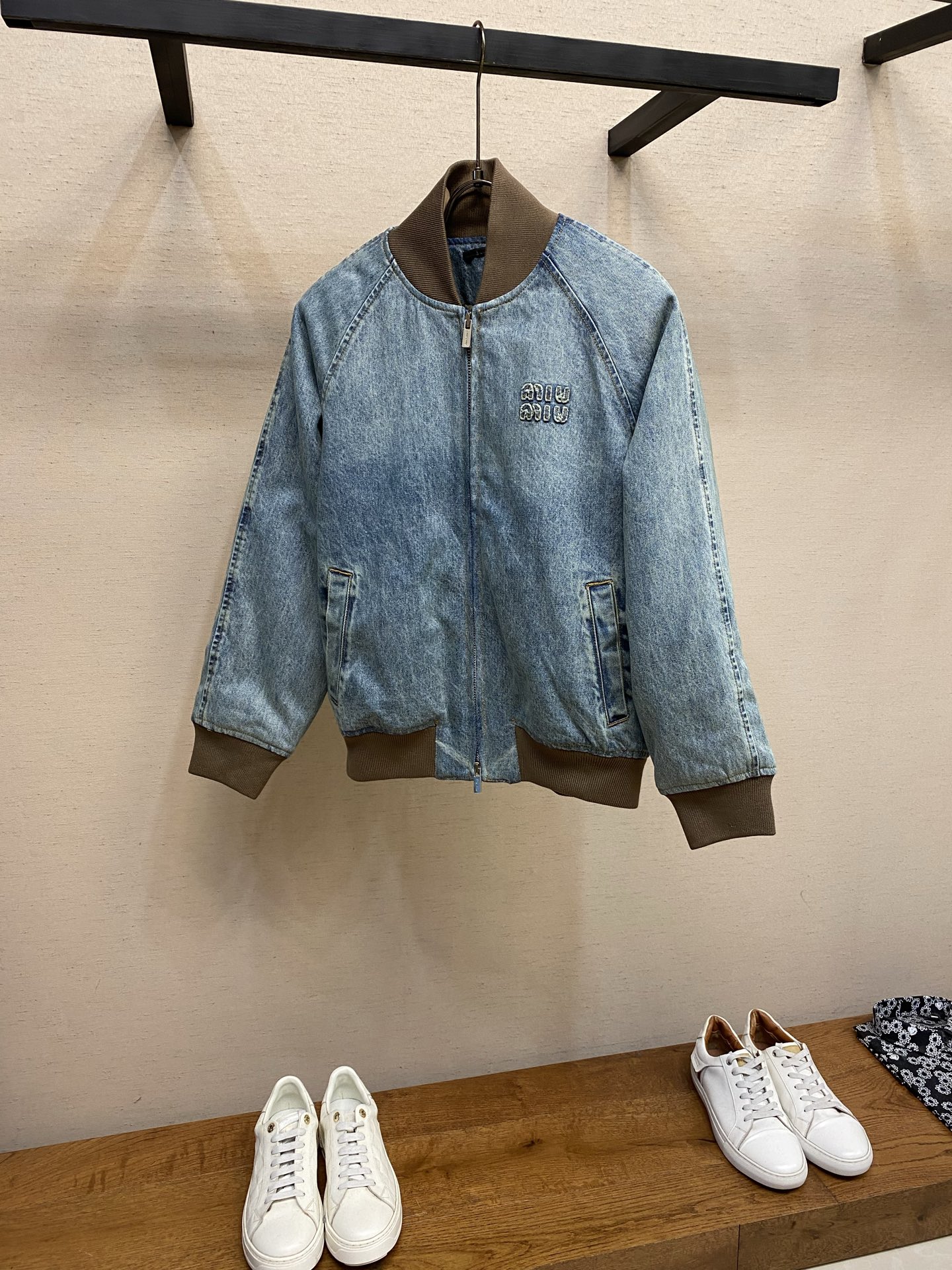 Bagsaaa Miu Miu Denim blouson jacket Navy