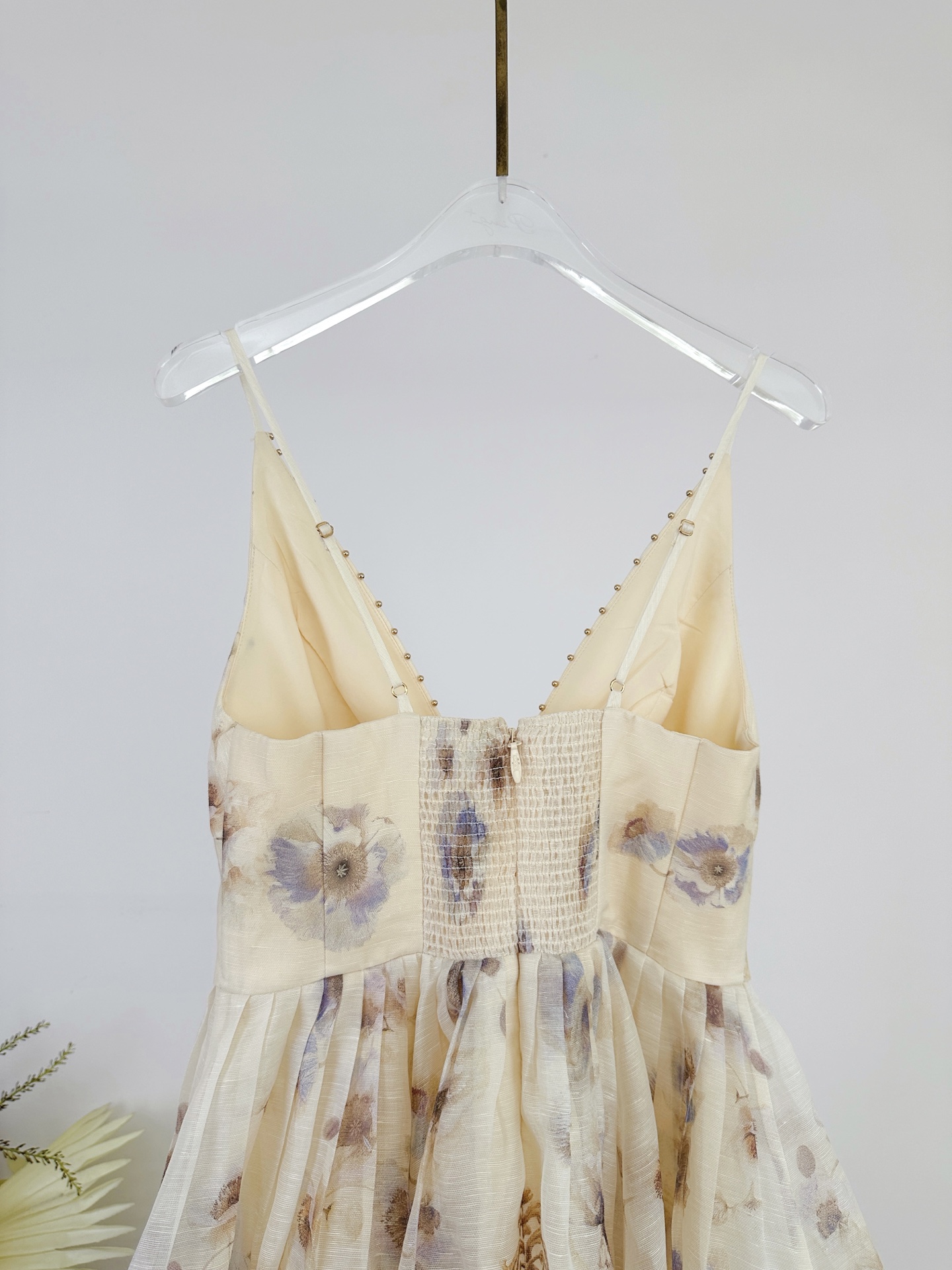 Bagsaaa Zimmermann Hypnotic V Neck Mini Dress in the colorway Cream