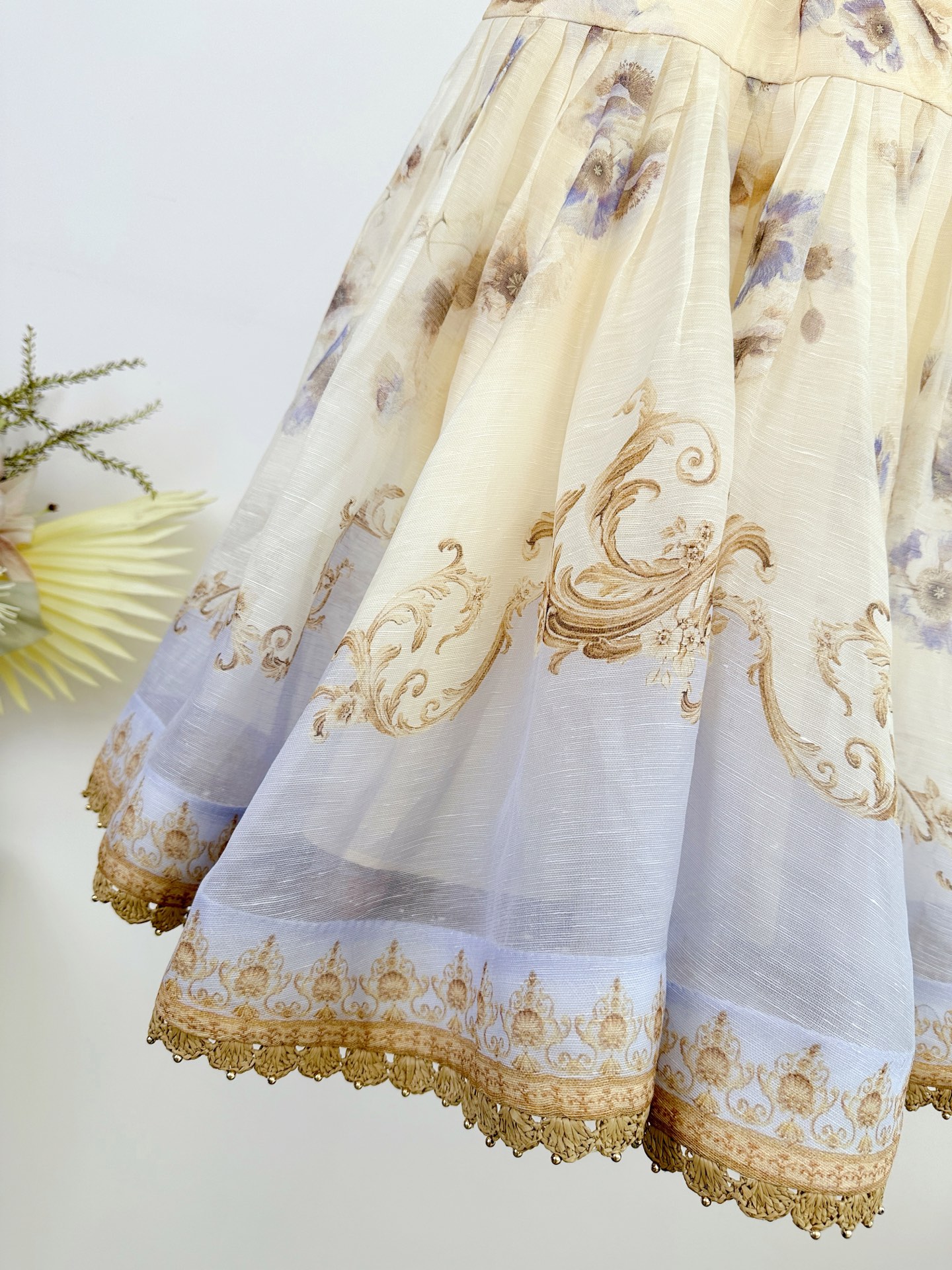 Bagsaaa Zimmermann Hypnotic V Neck Mini Dress in the colorway Cream